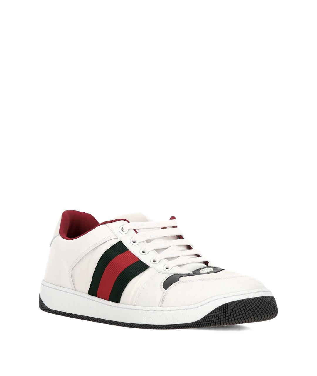 GUCCI Белые кожаные низкие кроссовки / кеды, фото 2