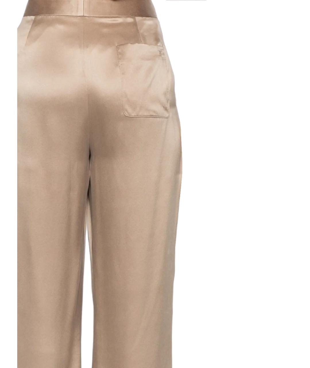 TOM FORD Бежевые шелковые прямые брюки, фото 3