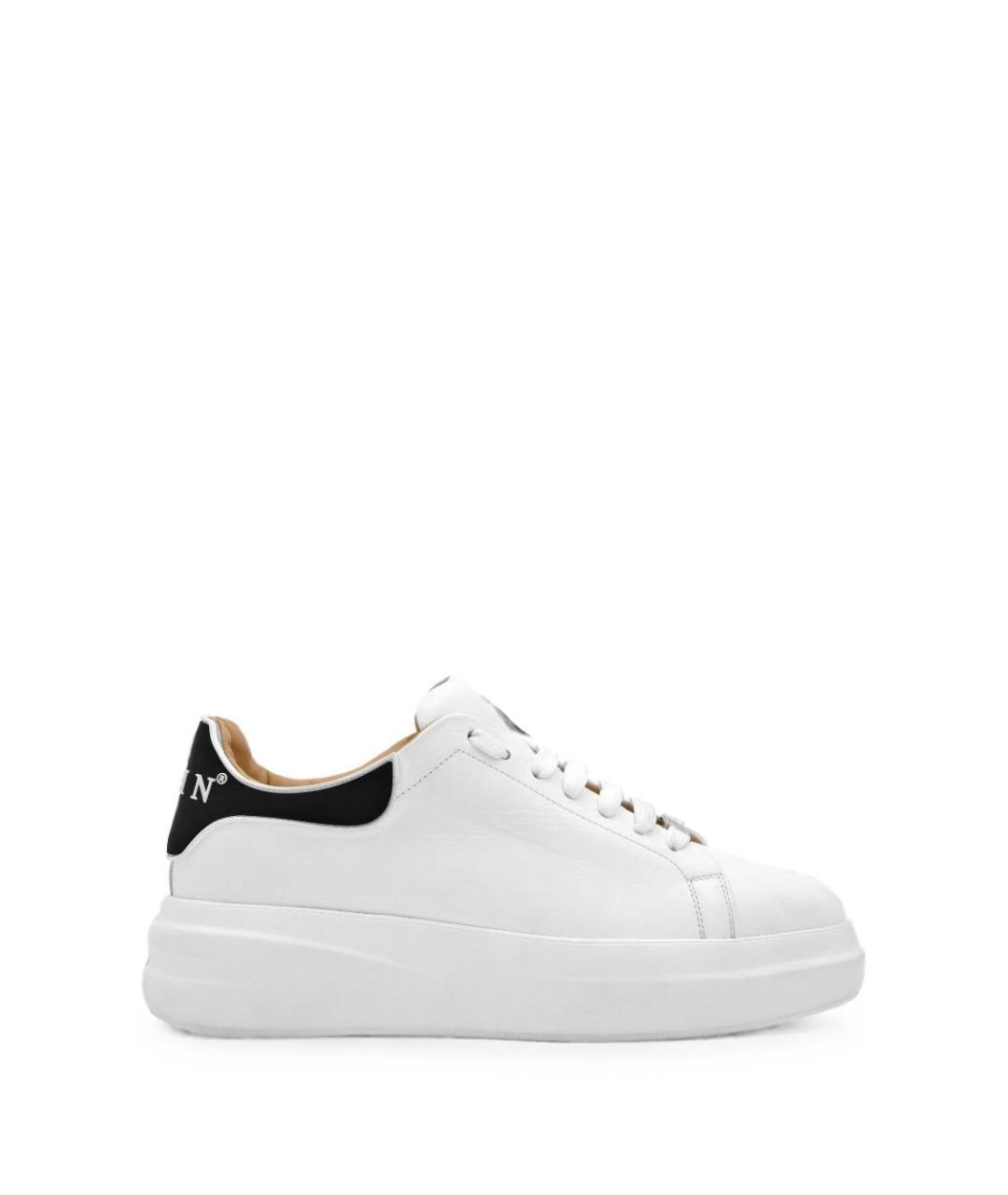 PHILIPP PLEIN Белые кожаные низкие кроссовки / кеды, фото 1
