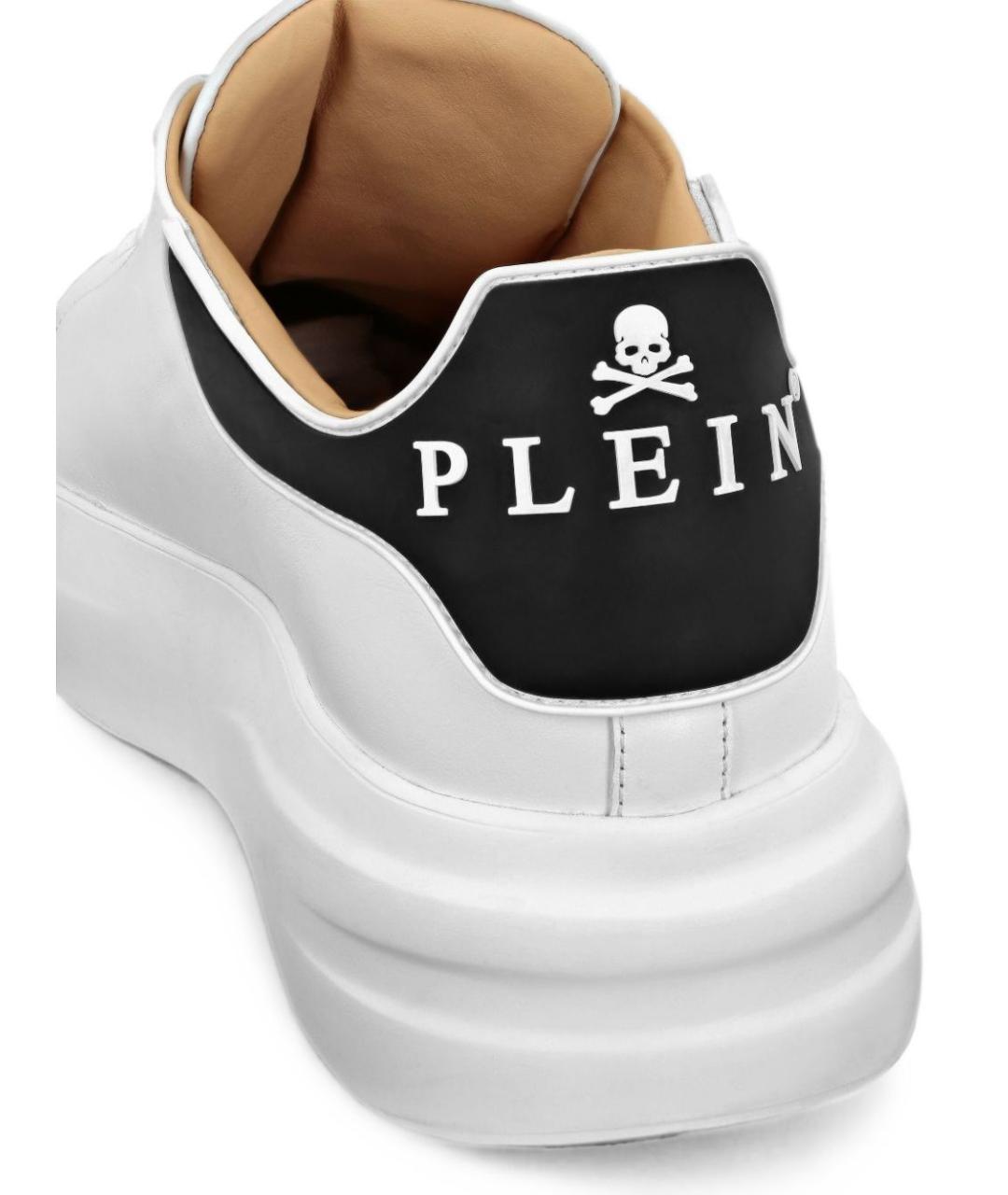 PHILIPP PLEIN Белые кожаные низкие кроссовки / кеды, фото 4
