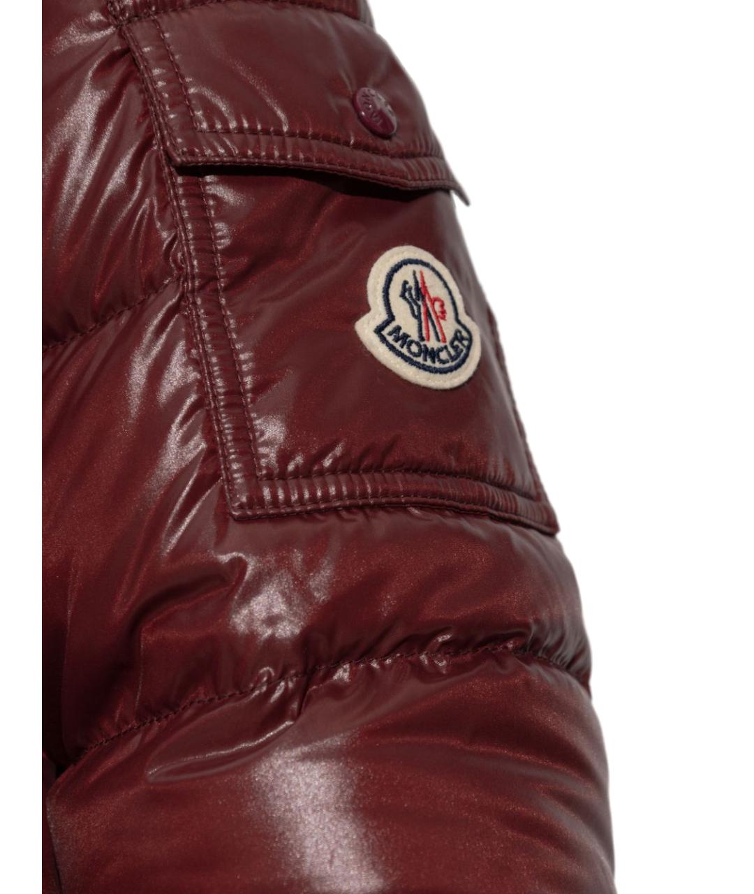 MONCLER Бордовый полиамидовый пуховик, фото 2