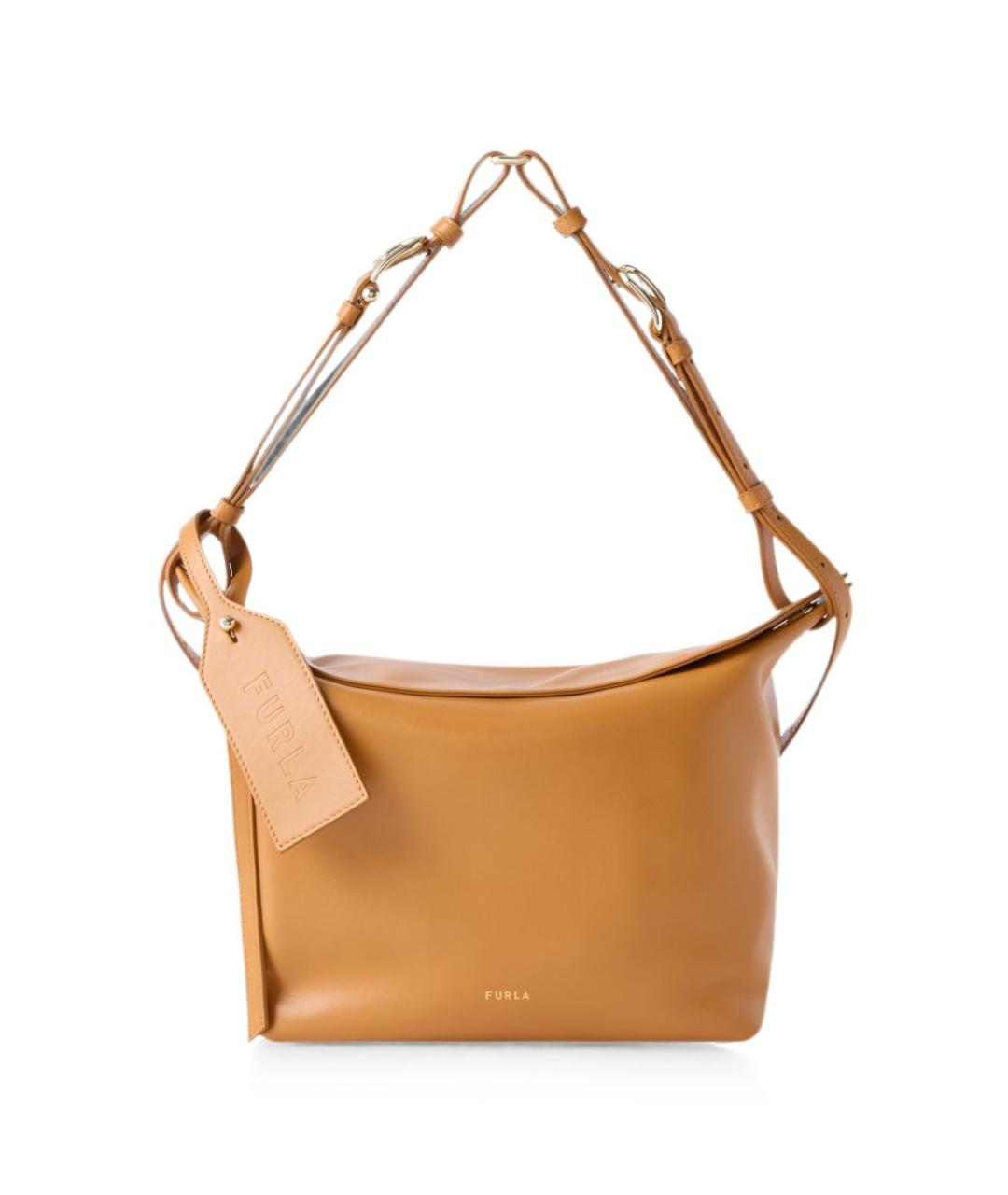 FURLA Коричневая кожаная сумка через плечо, фото 1