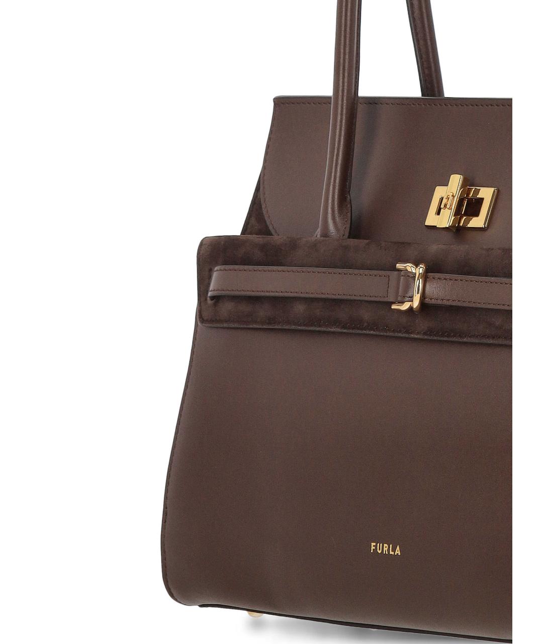 FURLA Коричневая кожаная сумка тоут, фото 4