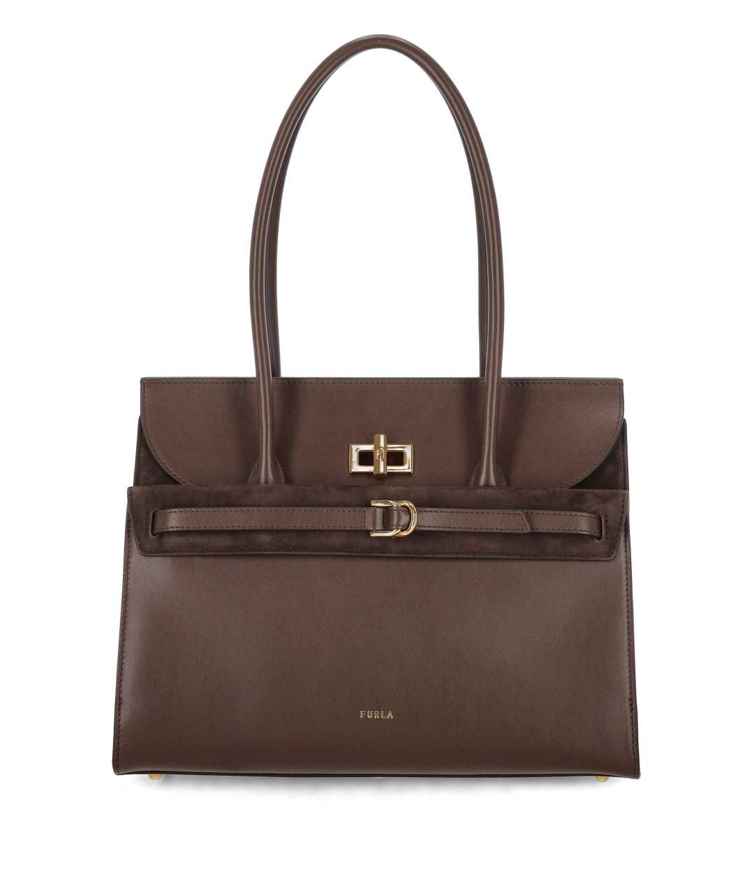 FURLA Коричневая кожаная сумка тоут, фото 1