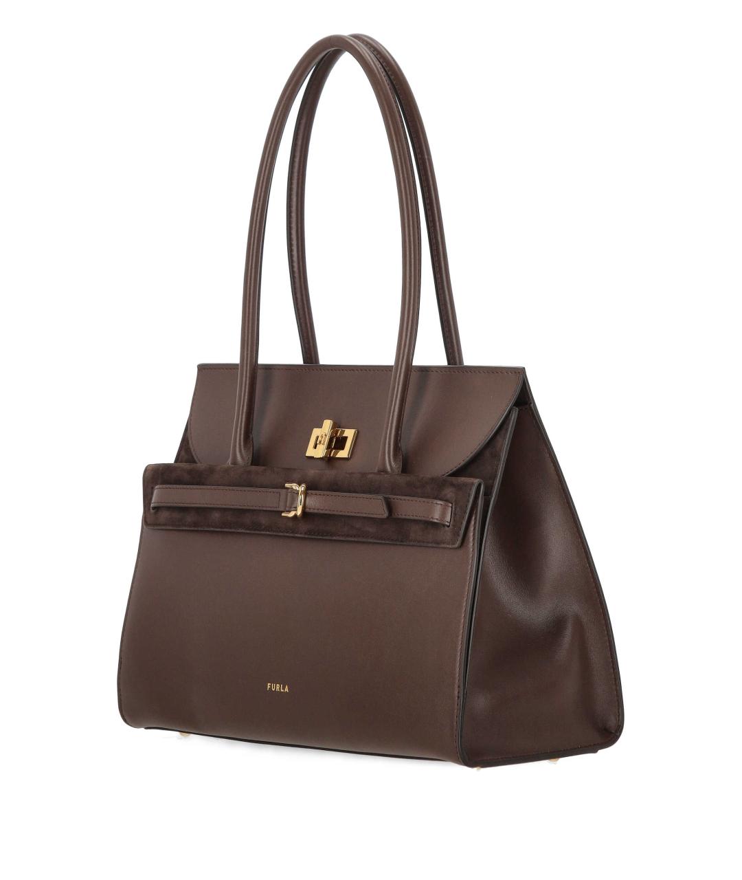 FURLA Коричневая кожаная сумка тоут, фото 2