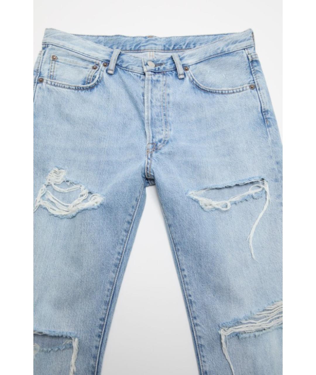 ACNE STUDIOS Голубые хлопковые прямые джинсы, фото 2