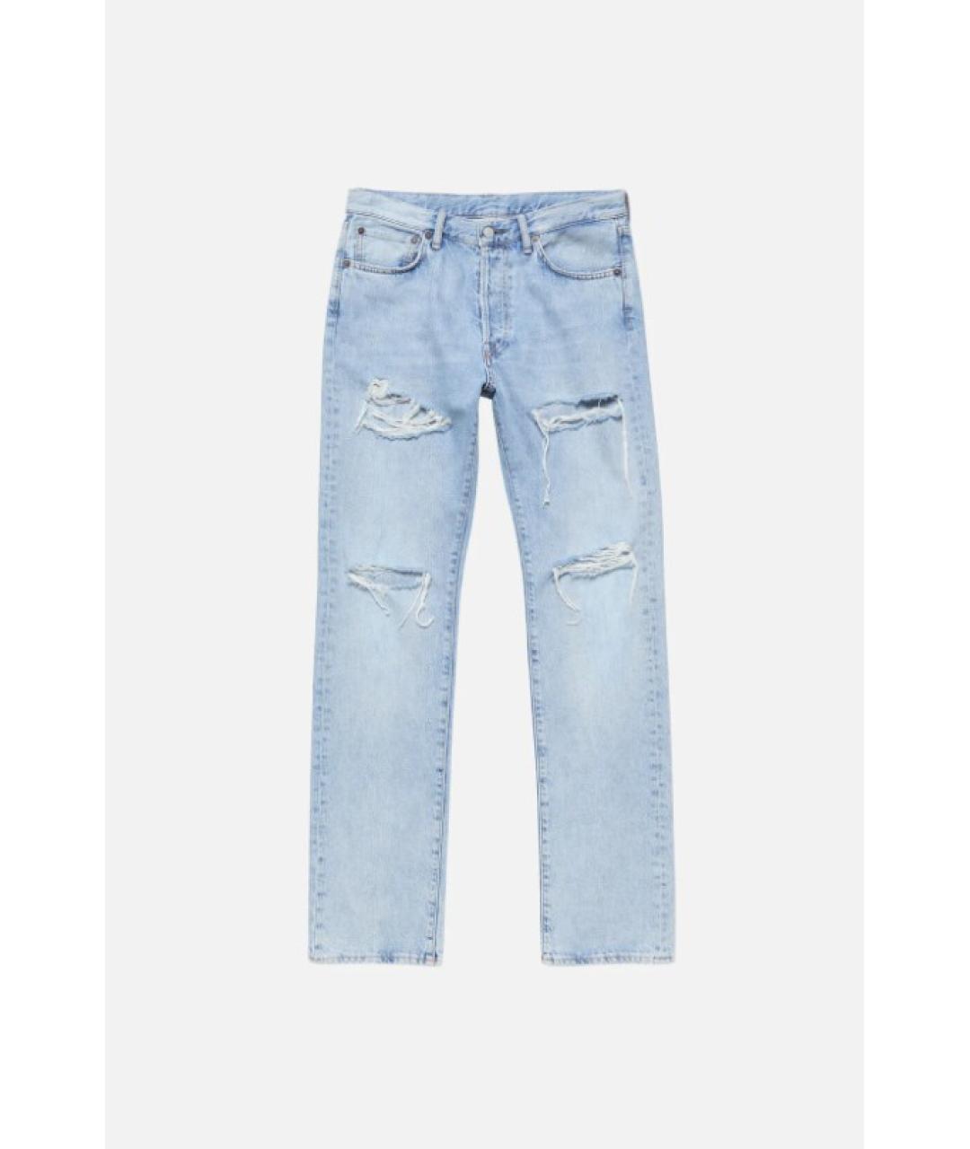 ACNE STUDIOS Голубые хлопковые прямые джинсы, фото 1
