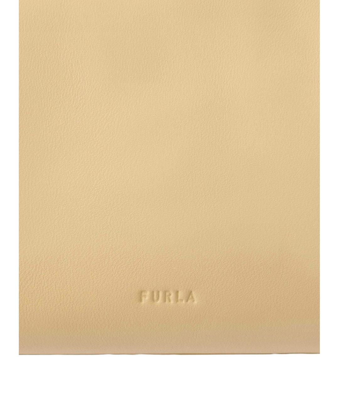 FURLA Желтая кожаная сумка через плечо, фото 4