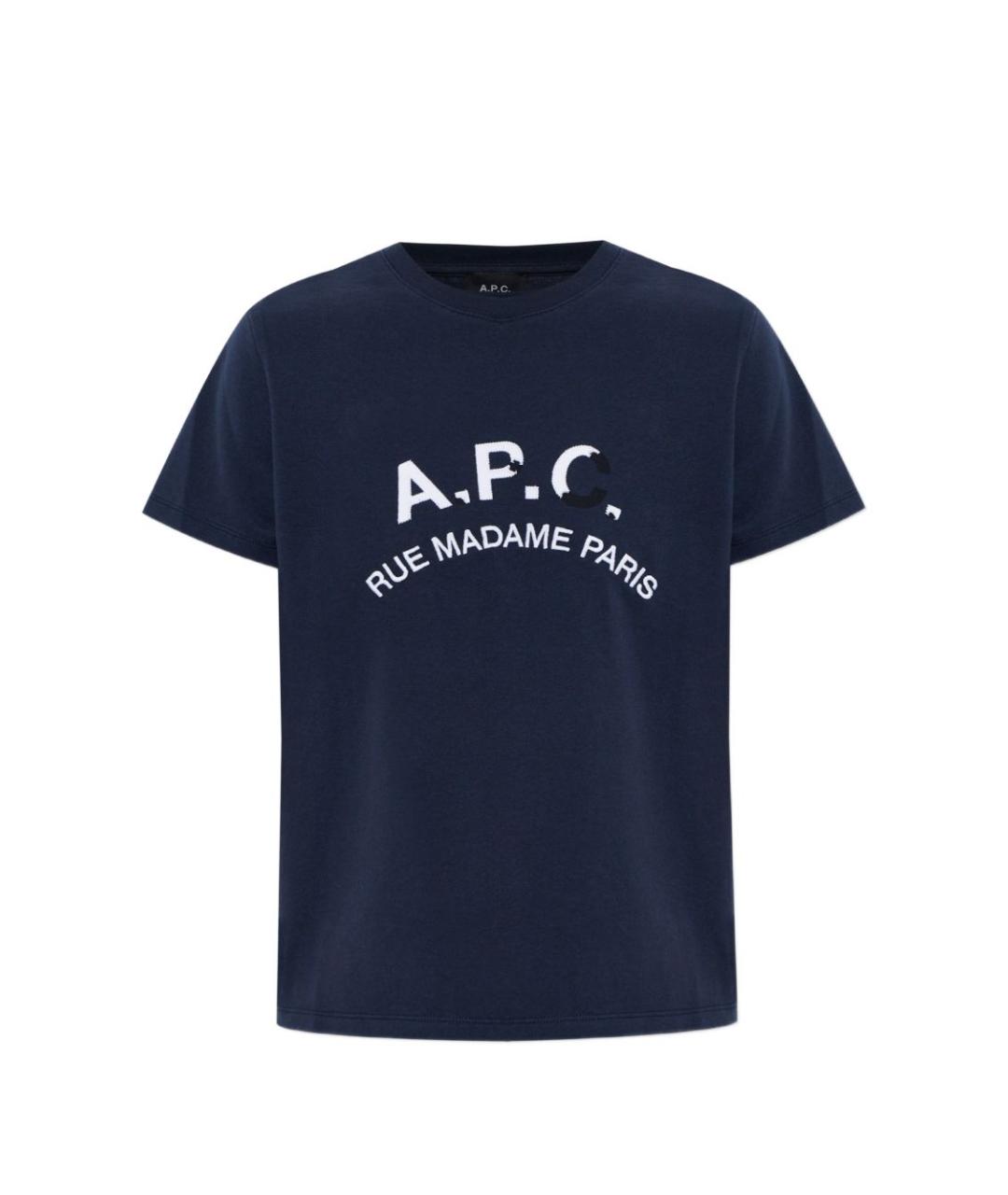 A.P.C. Темно-синяя хлопковая футболка, фото 1