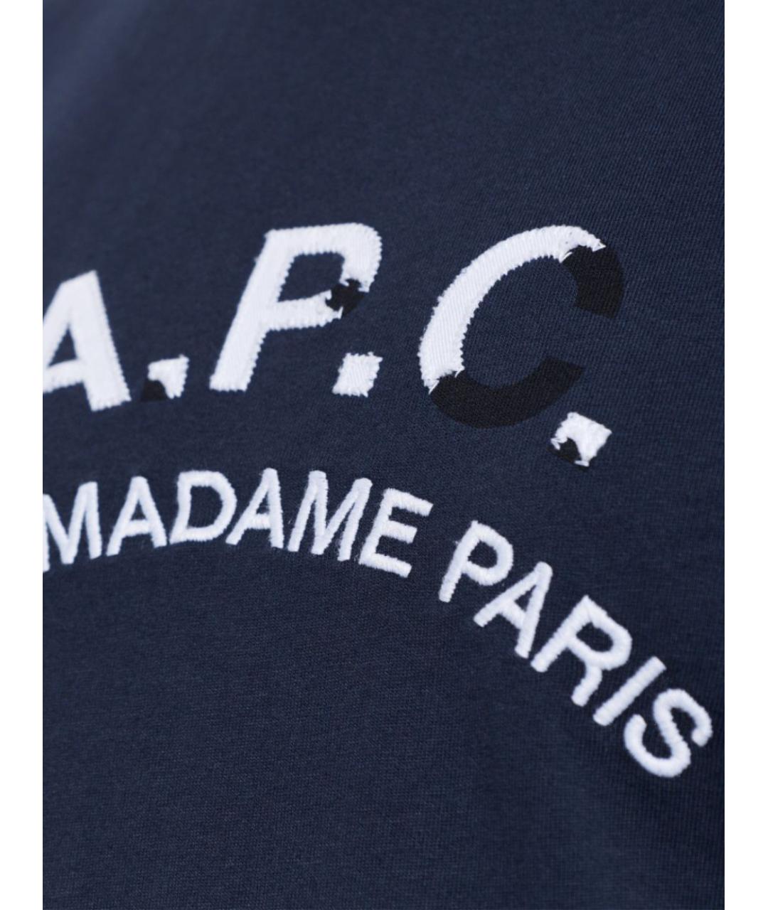 A.P.C. Темно-синяя хлопковая футболка, фото 2