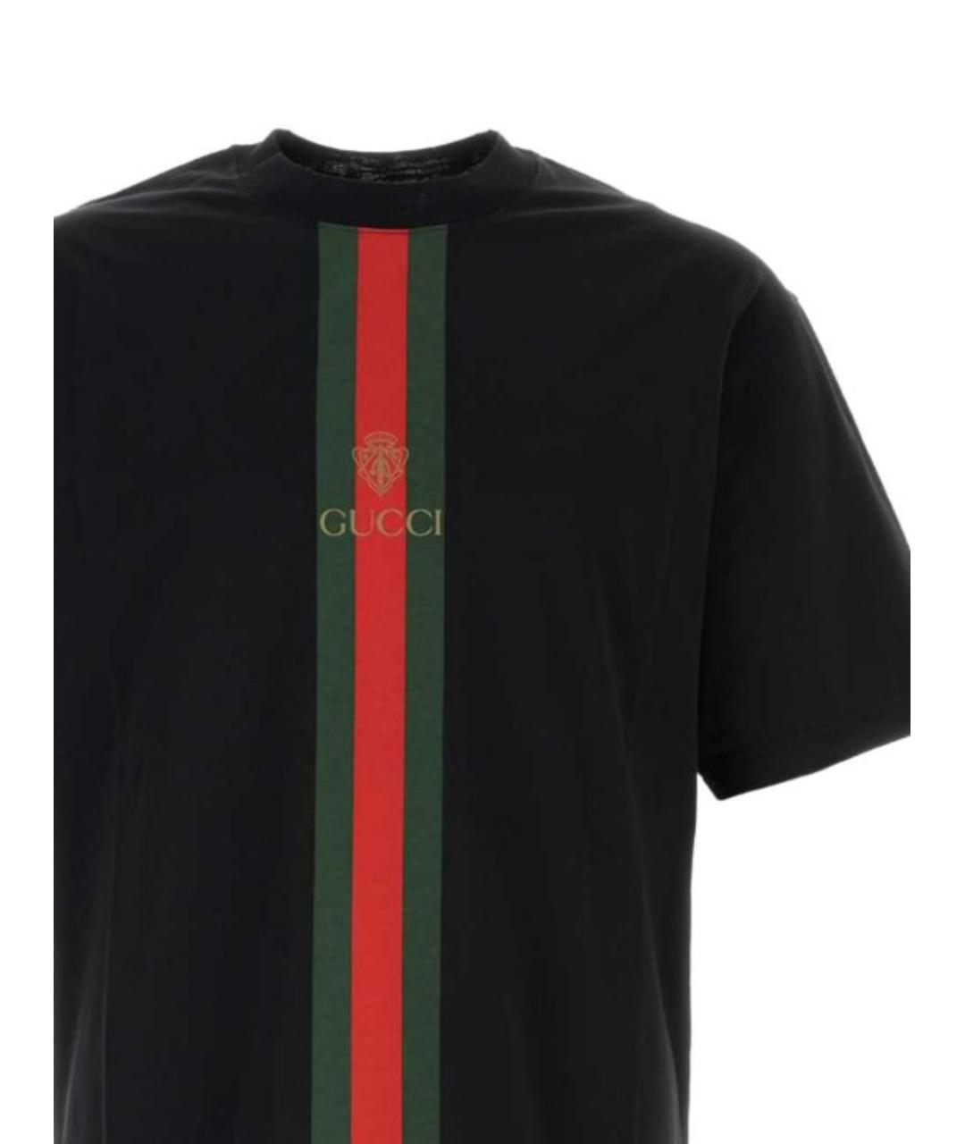 GUCCI Черная хлопковая футболка, фото 2