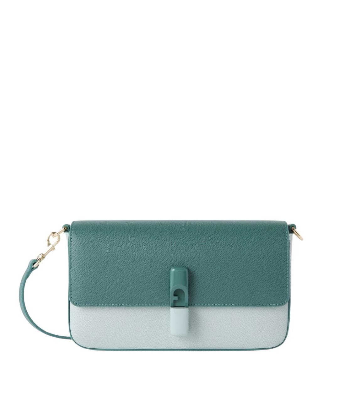 FURLA Бирюзовая кожаная сумка через плечо, фото 1
