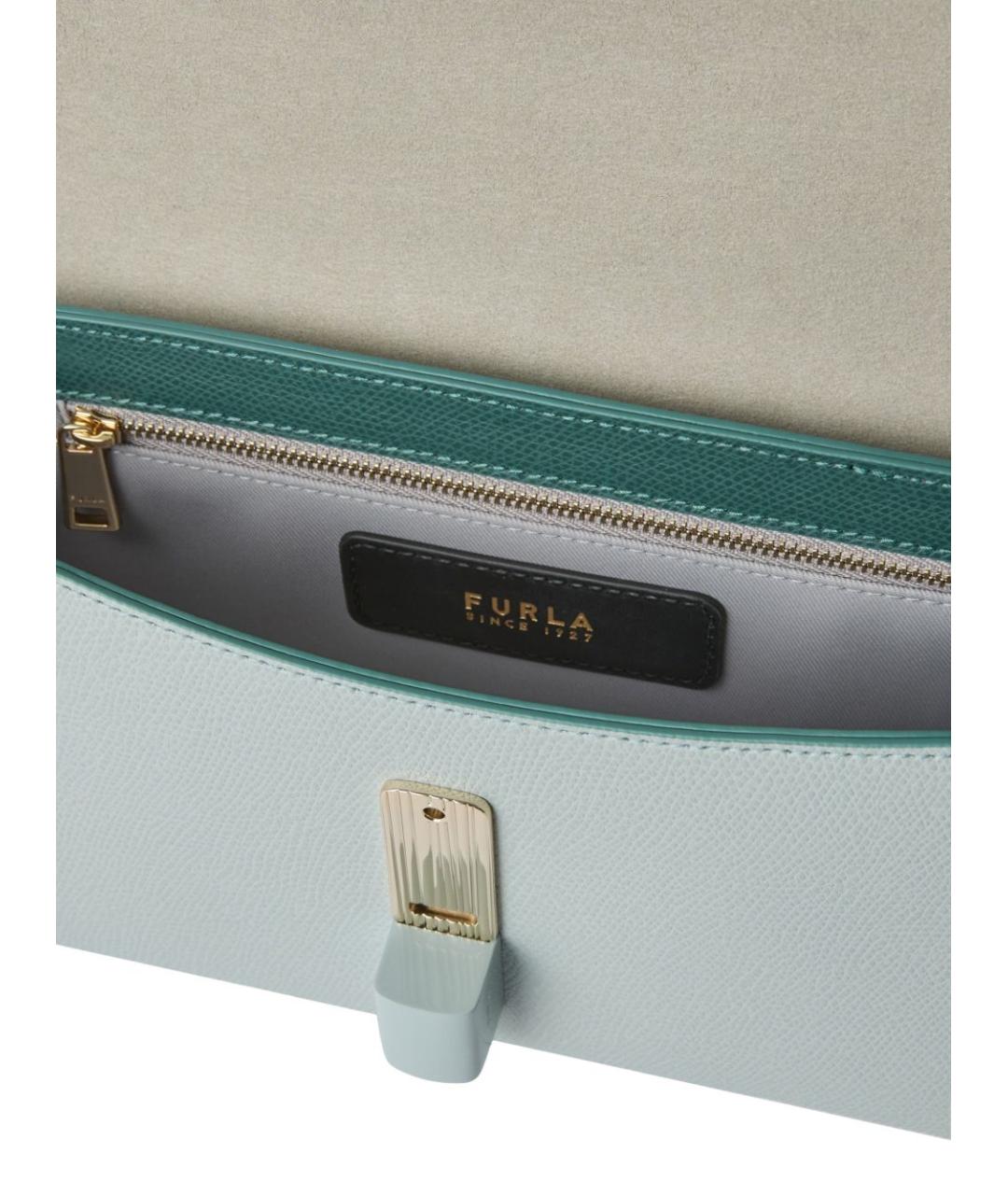 FURLA Бирюзовая кожаная сумка через плечо, фото 4