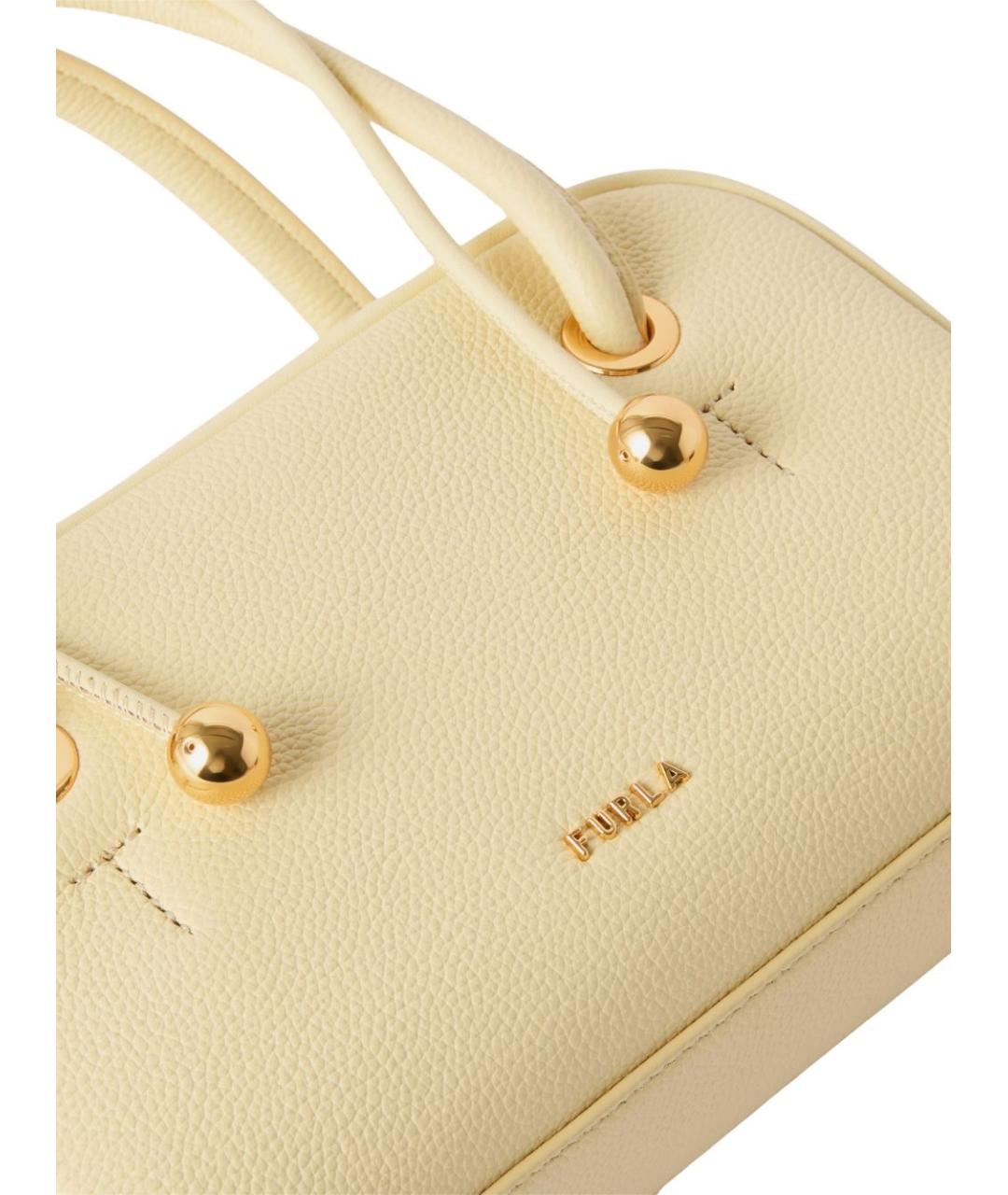 FURLA Желтая кожаная сумка через плечо, фото 4