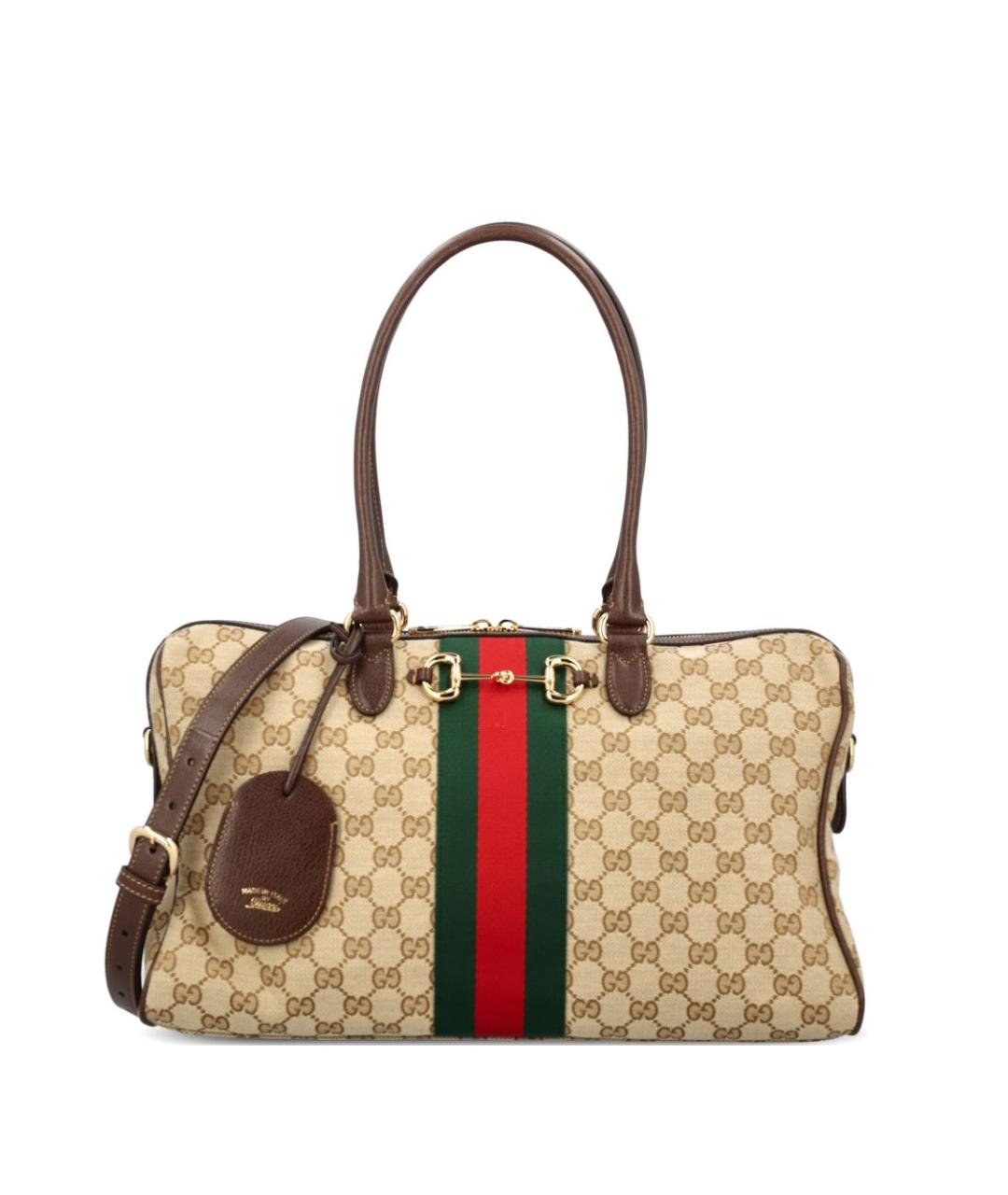 GUCCI Бежевая сумка через плечо из канвы, фото 1