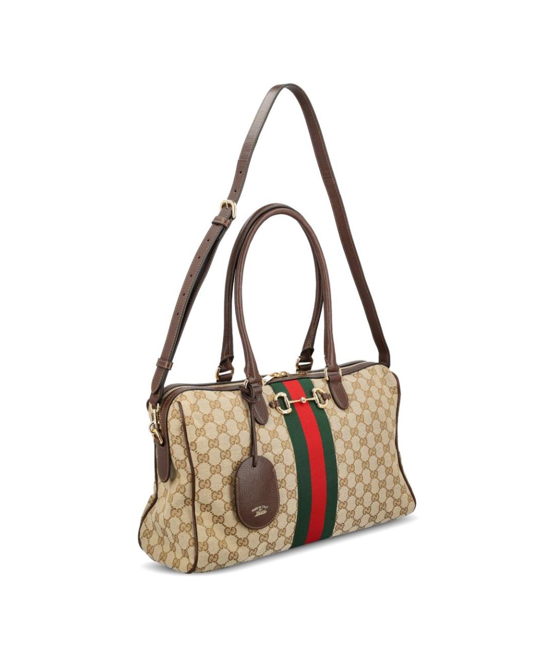 GUCCI Бежевая сумка через плечо из канвы, фото 2