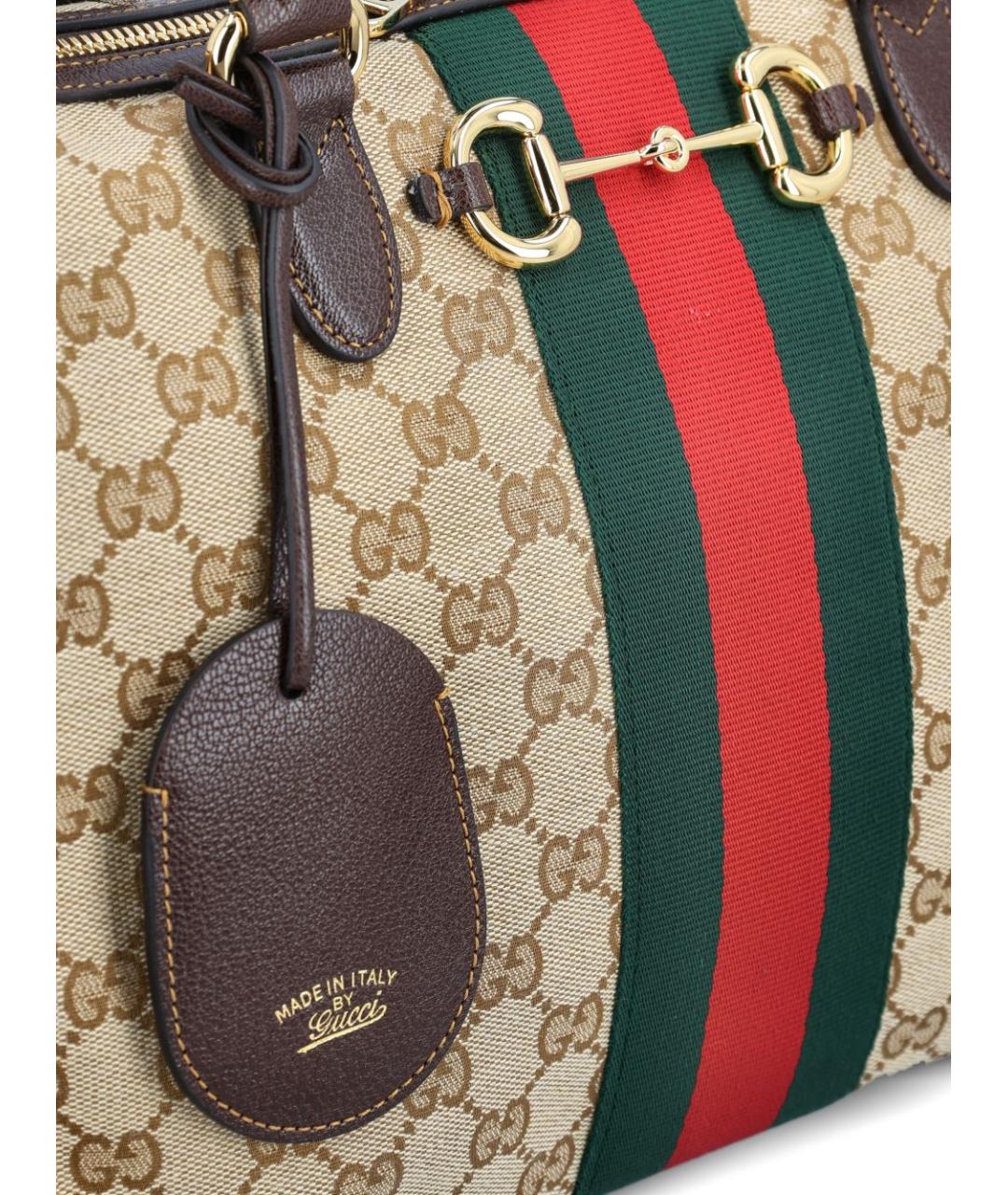 GUCCI Бежевая сумка через плечо из канвы, фото 3