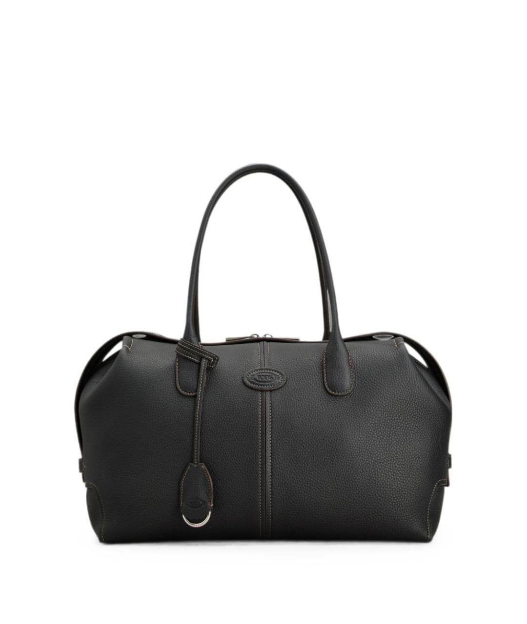 TOD'S Черная кожаная сумка тоут, фото 1