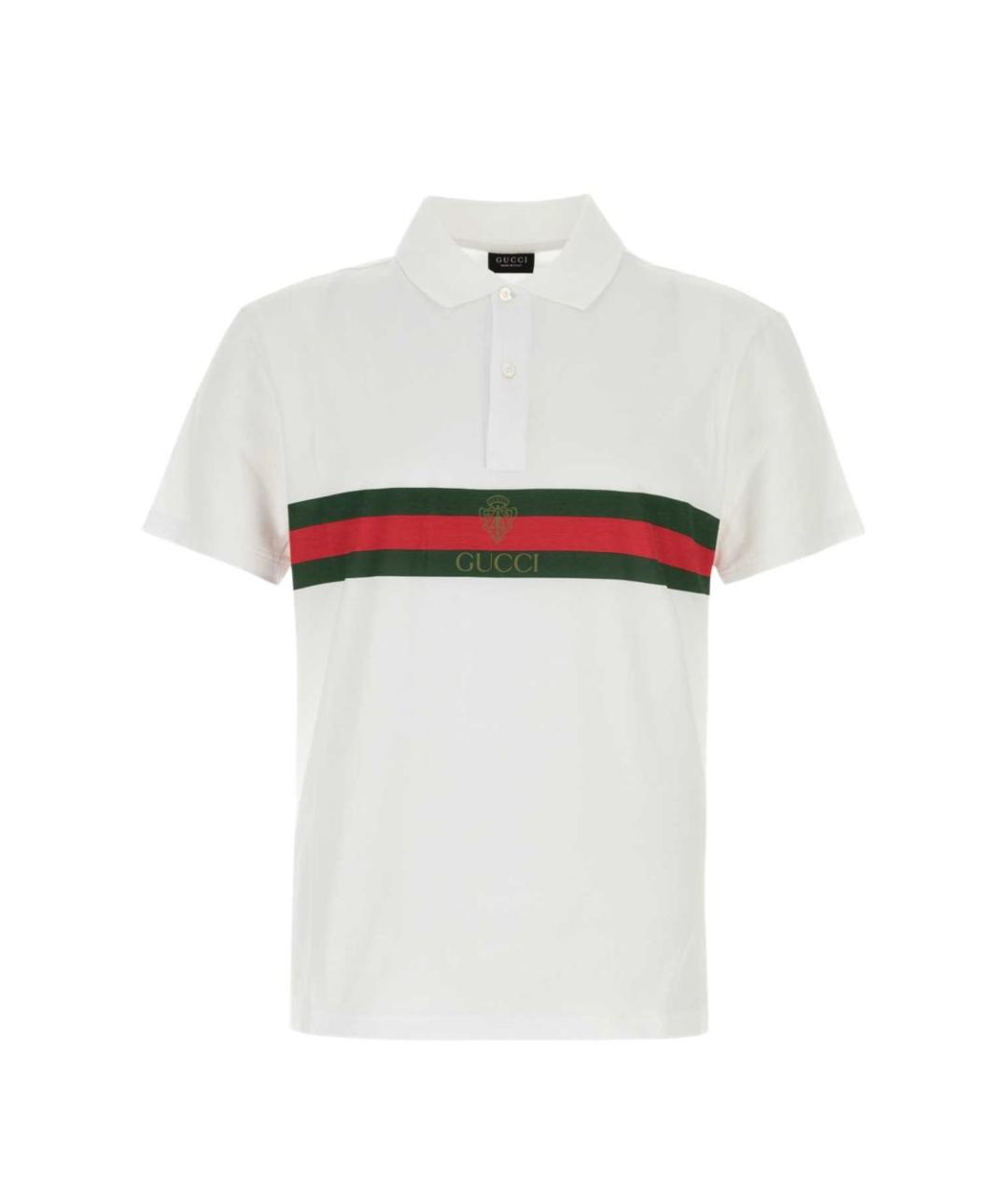 GUCCI Белое хлопковое поло с коротким рукавом, фото 1