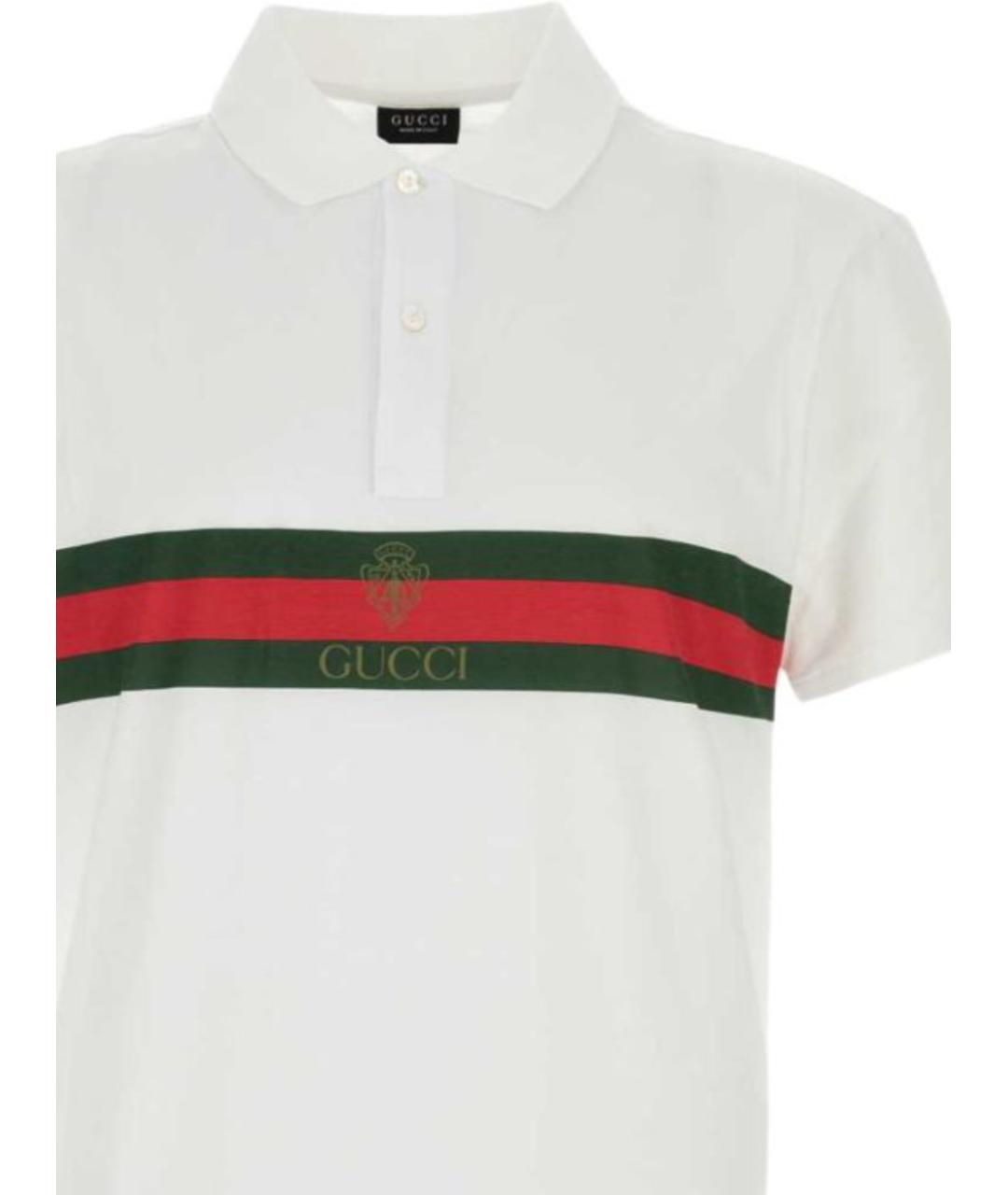 GUCCI Белое хлопковое поло с коротким рукавом, фото 2