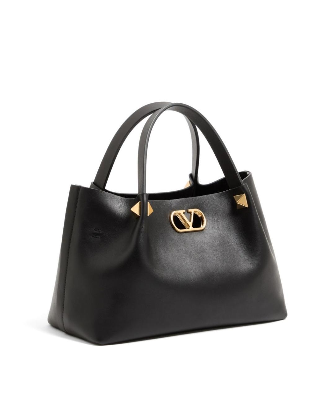 VALENTINO Черная кожаная сумка тоут, фото 5