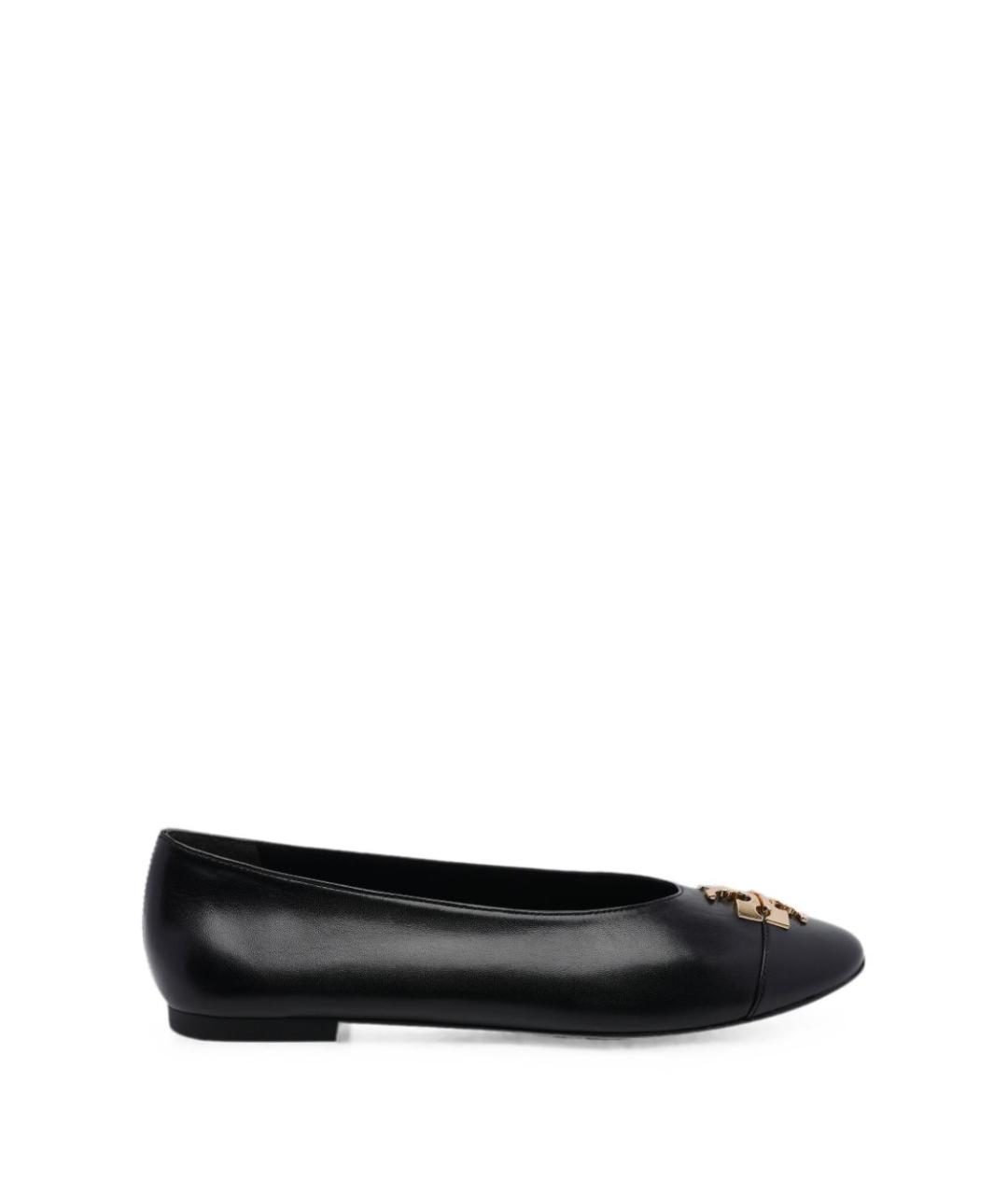 TORY BURCH Черные кожаные балетки, фото 1