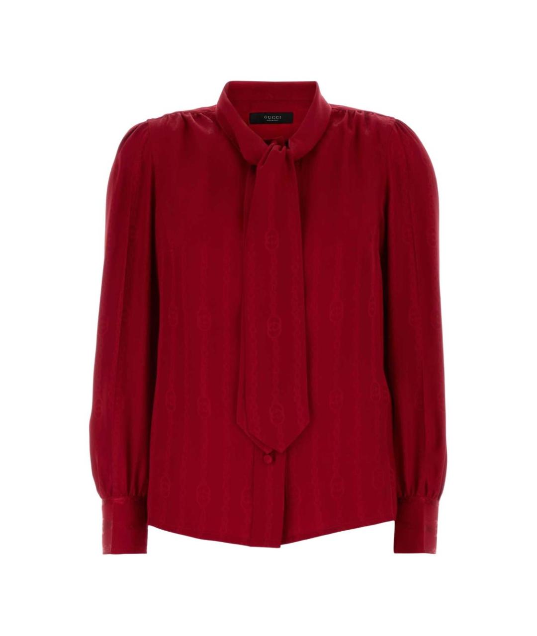 GUCCI Красная шелковая блузы, фото 1