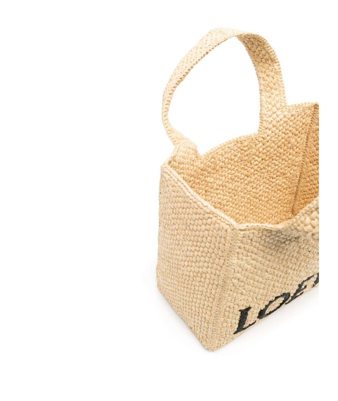 LOEWE Бежевая рафиевая сумка тоут, фото 3