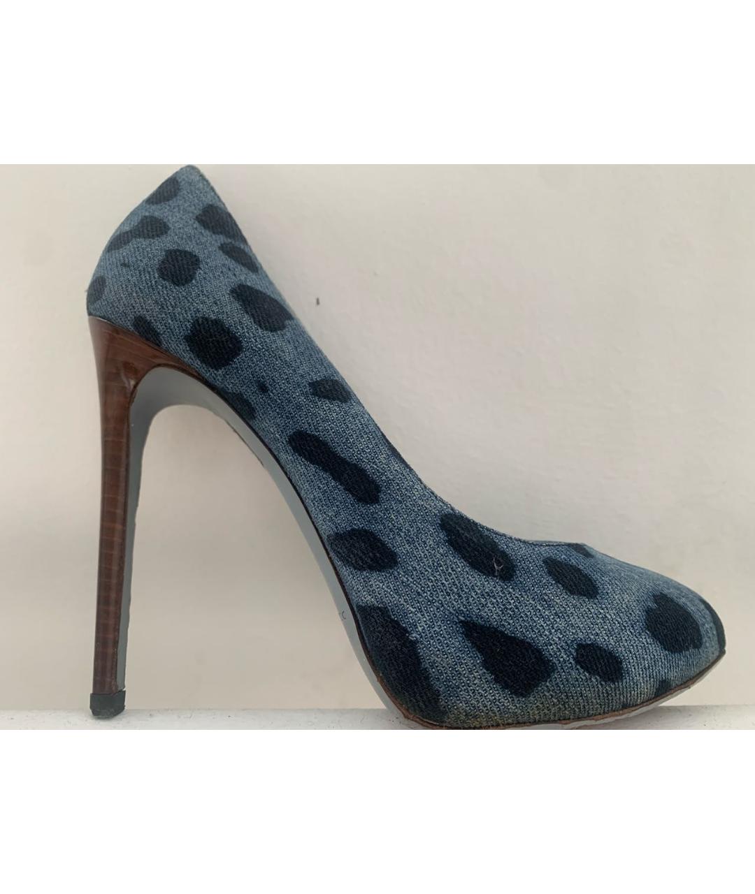 DOLCE&GABBANA Синие текстильные туфли, фото 8