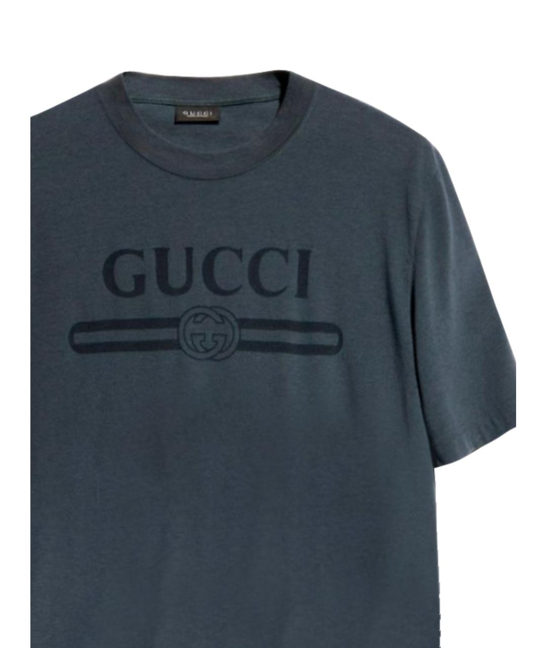 GUCCI Антрацитовая хлопковая футболка, фото 2