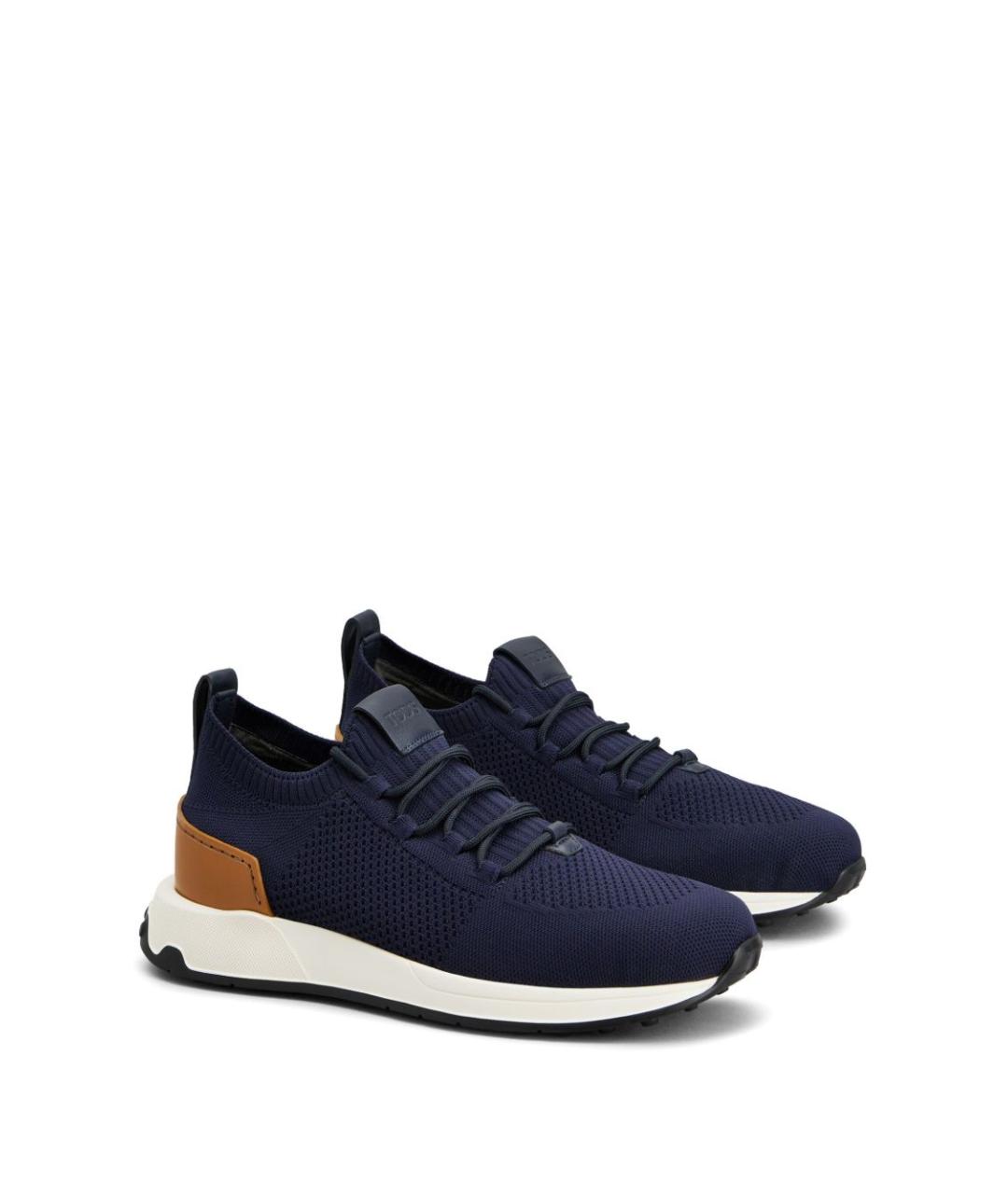 TOD'S Синие кожаные низкие кроссовки / кеды, фото 4