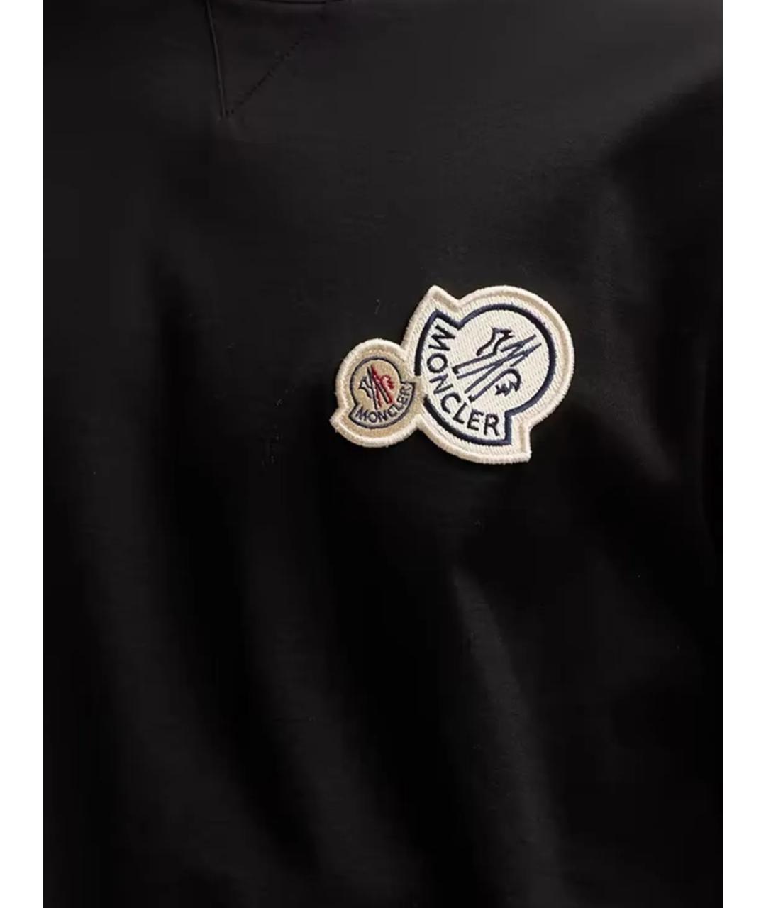 MONCLER Черная хлопковая футболка, фото 2
