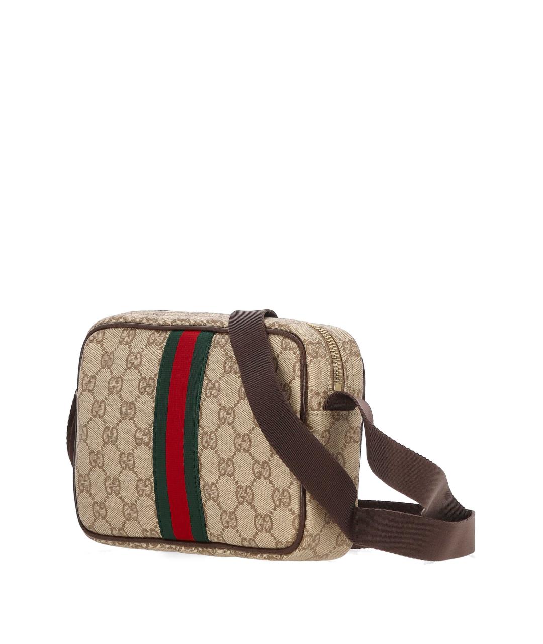 GUCCI Бежевая сумка через плечо из канвы, фото 2