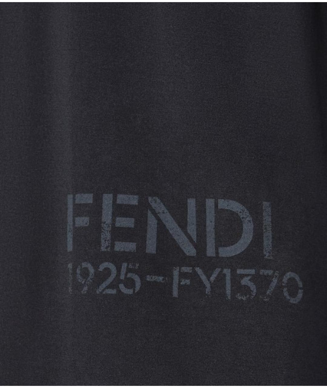 FENDI Черная хлопковая футболка, фото 2