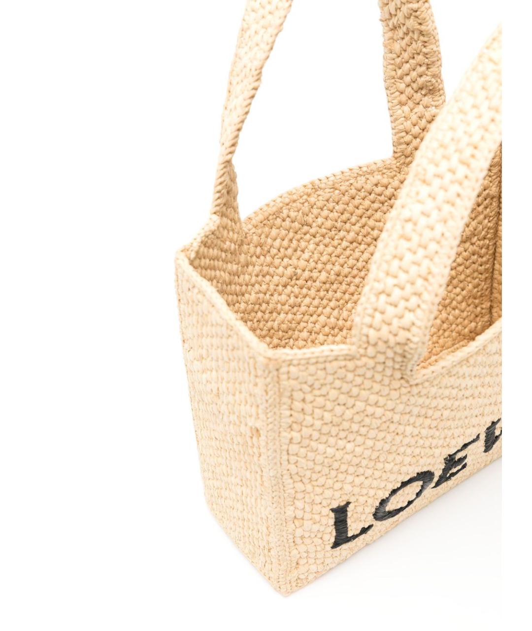 LOEWE Бежевая рафиевая сумка тоут, фото 2