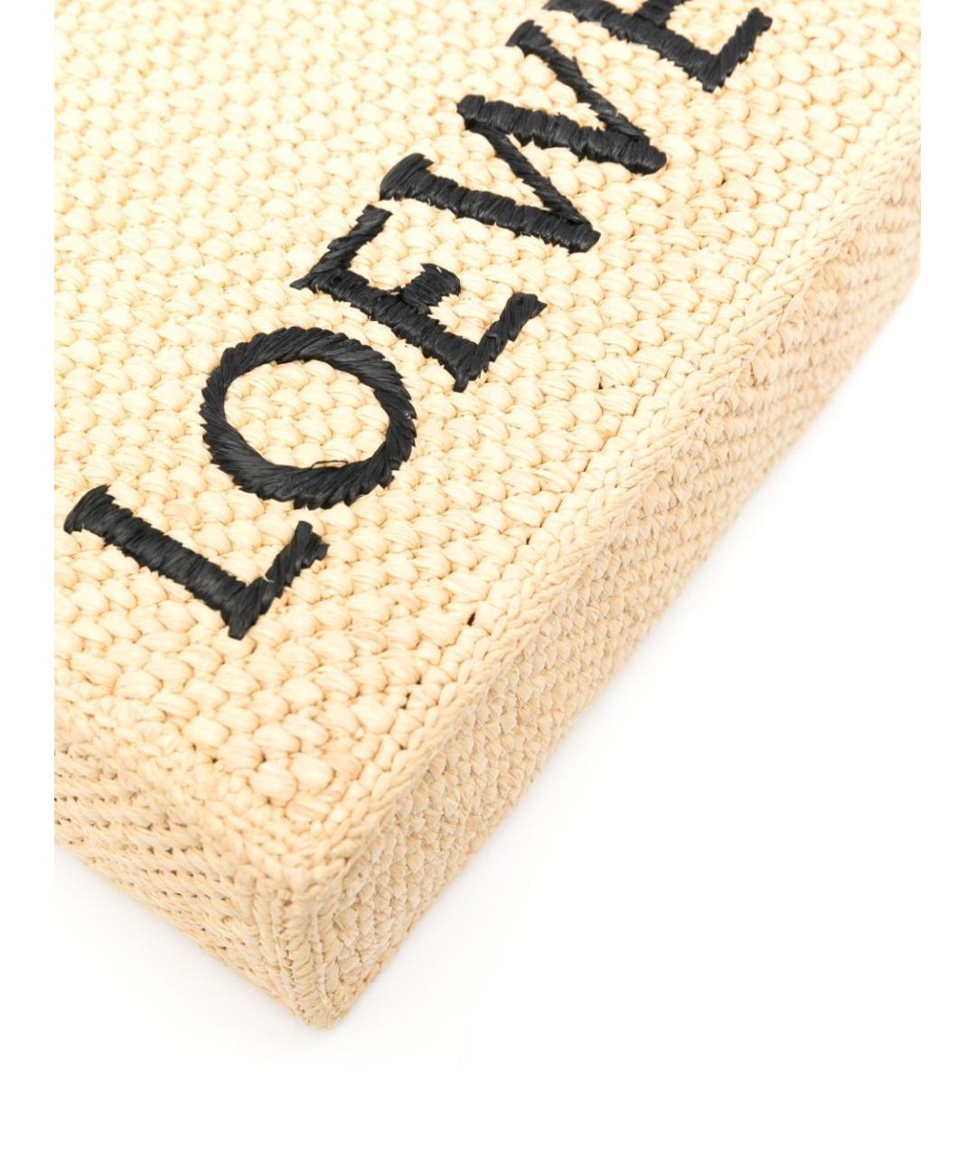 LOEWE Бежевая рафиевая сумка тоут, фото 4