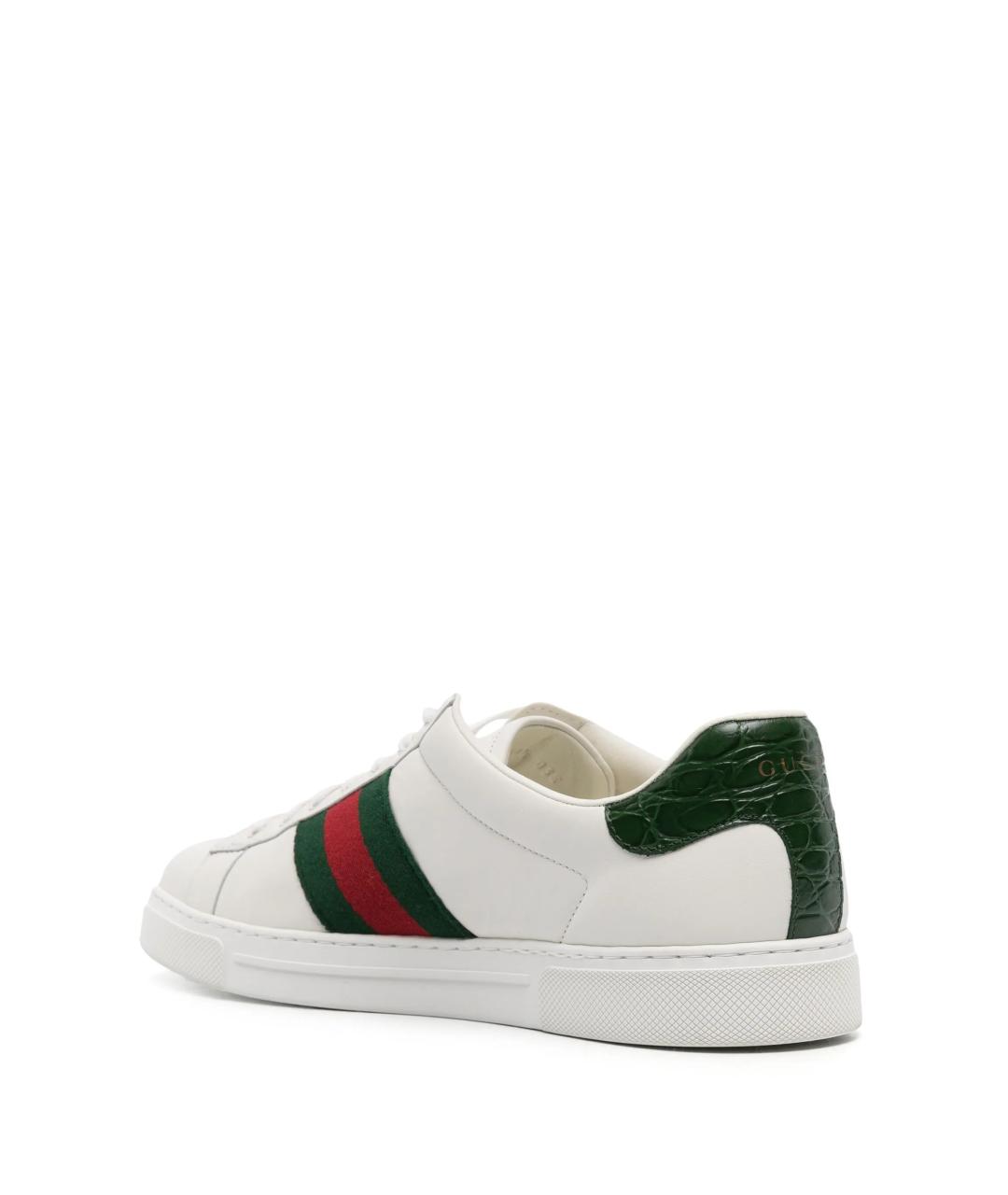 GUCCI Белые кожаные низкие кроссовки / кеды, фото 3