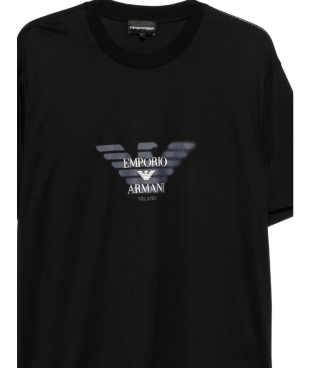 EMPORIO ARMANI Черная хлопковая футболка, фото 2