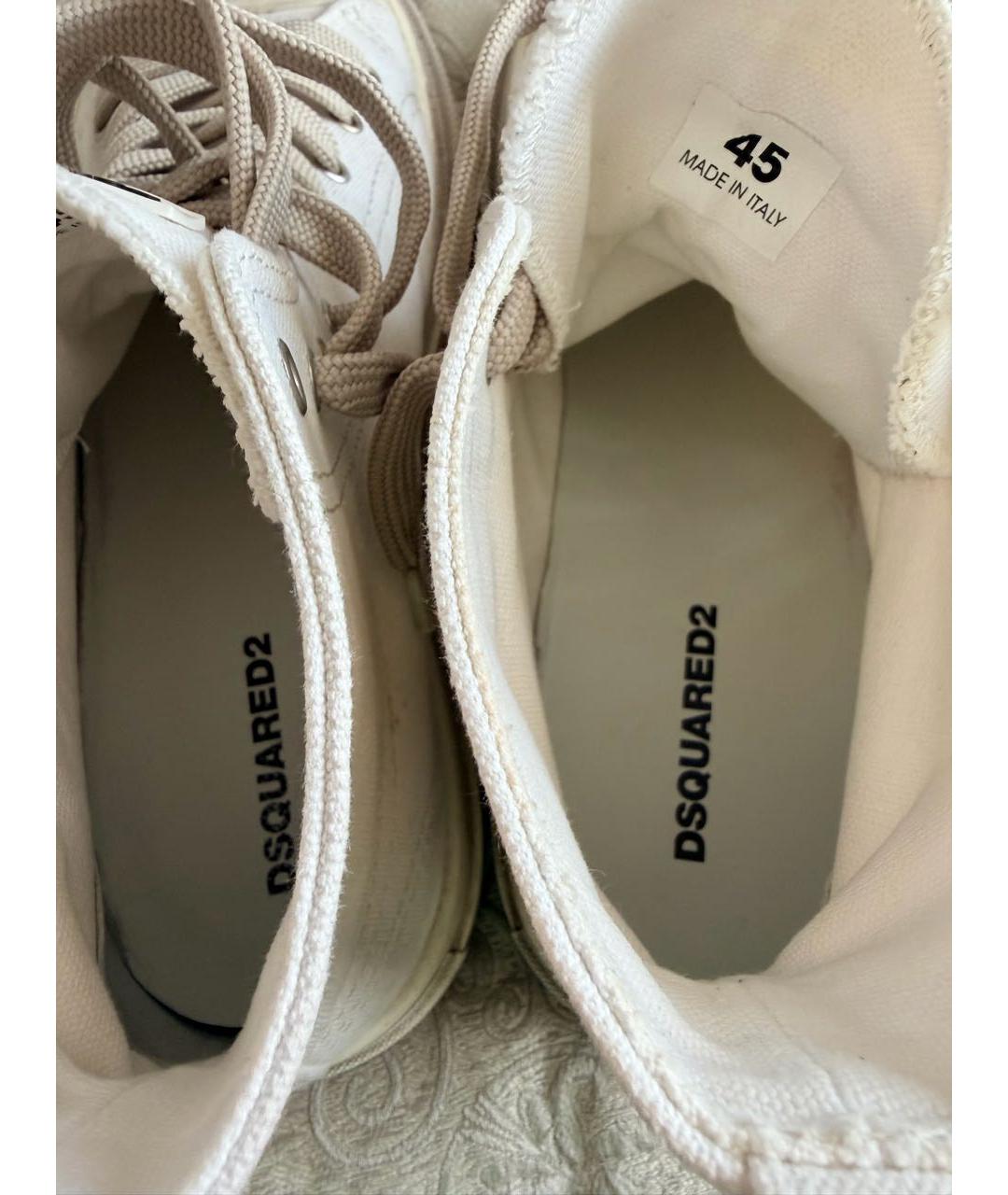DSQUARED2 Белые текстильные высокие кроссовки / кеды, фото 4