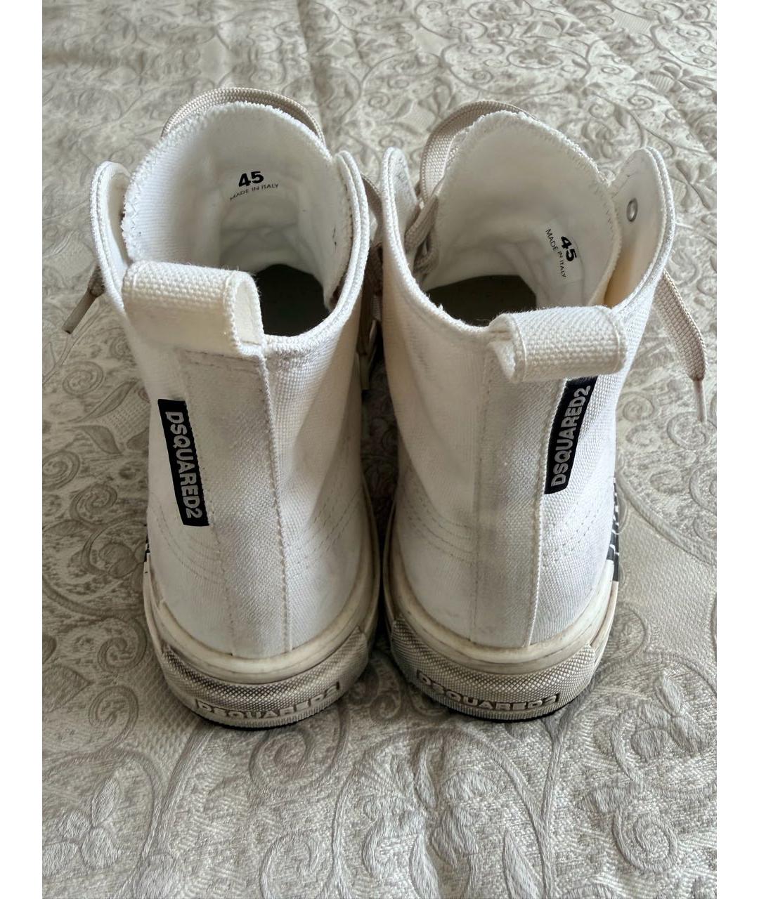 DSQUARED2 Белые текстильные высокие кроссовки / кеды, фото 3