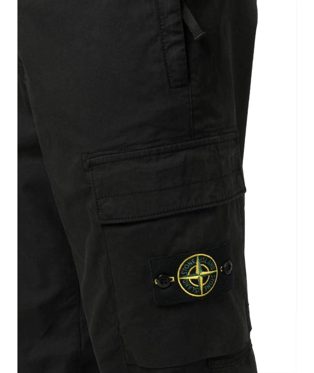 STONE ISLAND Черные хлопковые повседневные брюки, фото 2