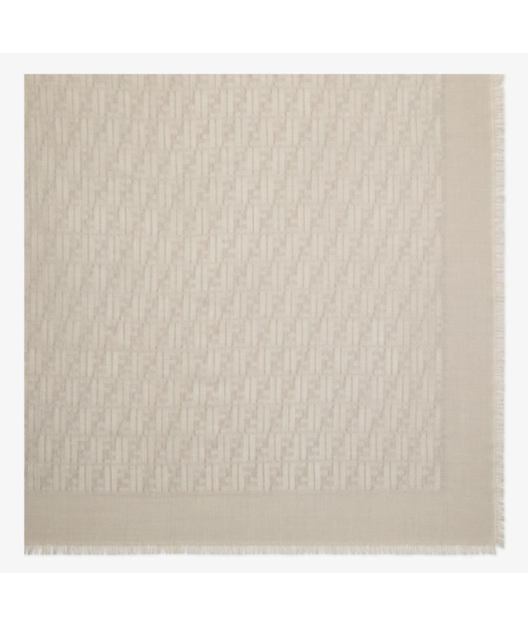 FENDI Бежевый шерстяной шарф, фото 1