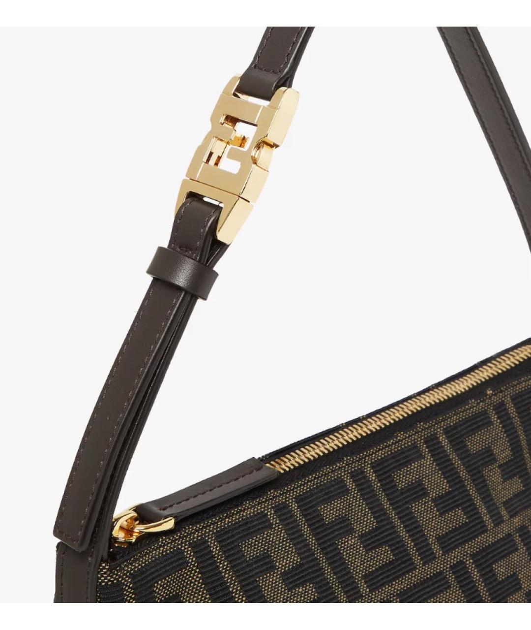 FENDI Коричневая тканевая сумка через плечо, фото 5