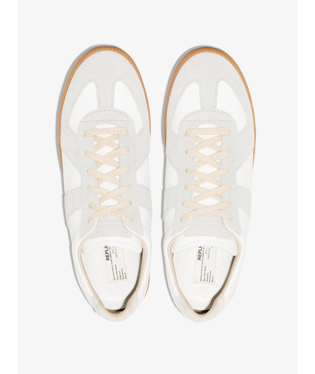 MAISON MARGIELA Белые кожаные низкие кроссовки / кеды, фото 4