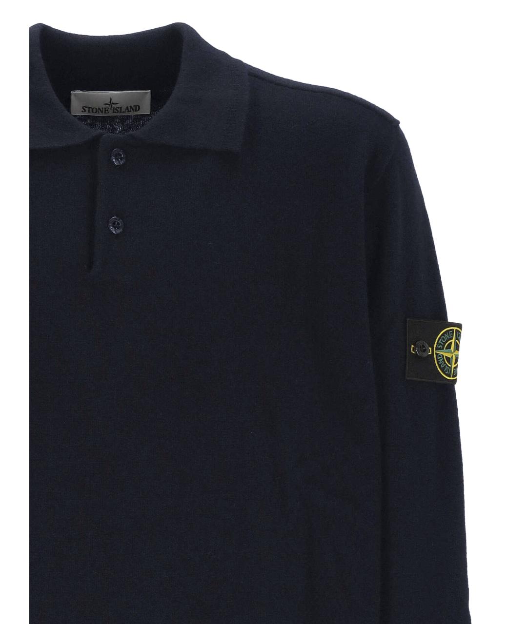 STONE ISLAND Темно-синий шерстяной джемпер / свитер, фото 2