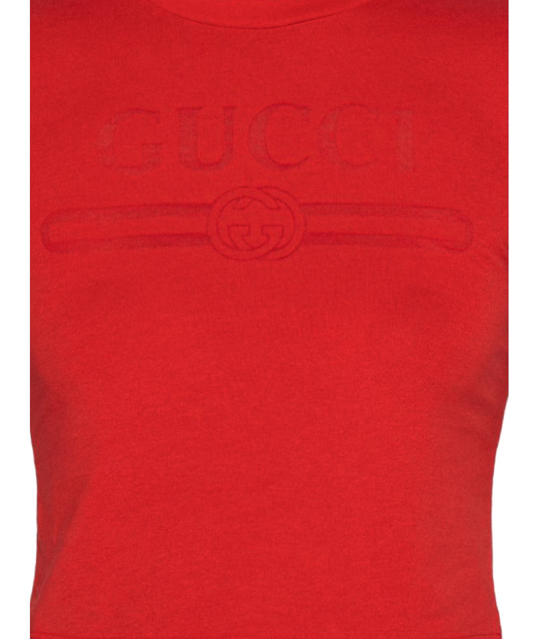 GUCCI Красная хлопковая футболка, фото 2