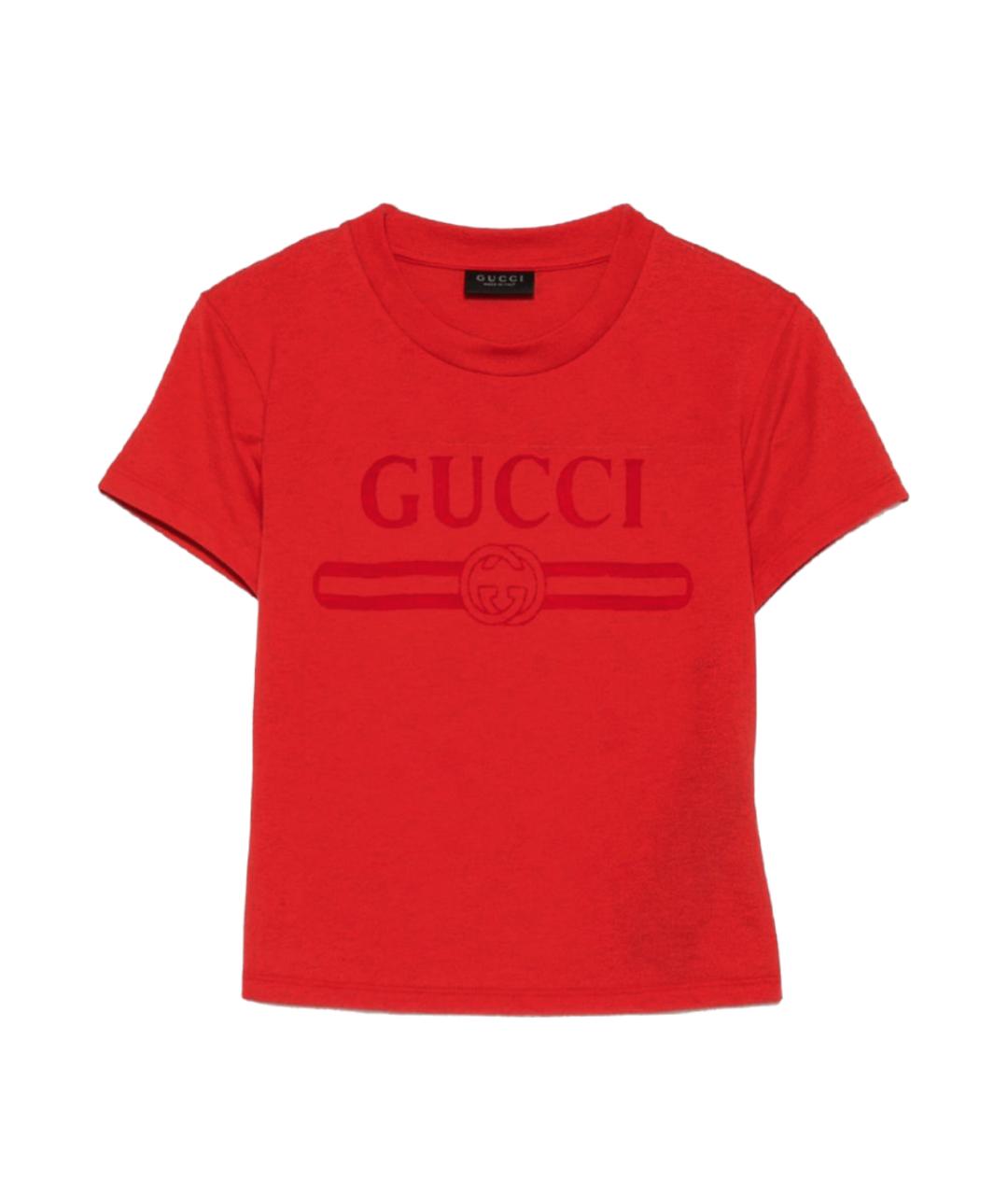 GUCCI Красная хлопковая футболка, фото 1