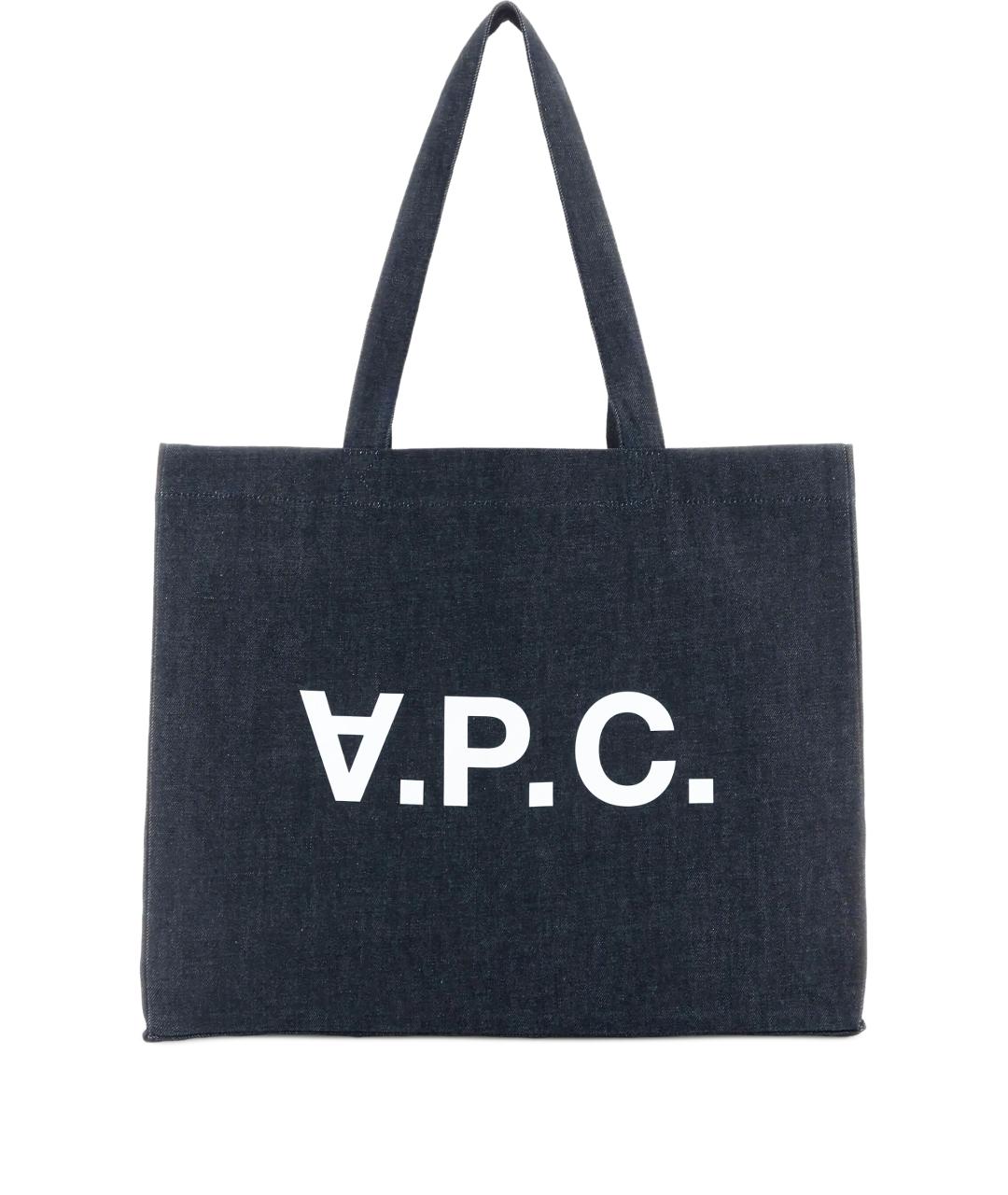 A.P.C. Темно-синяя хлопковая сумка тоут, фото 1