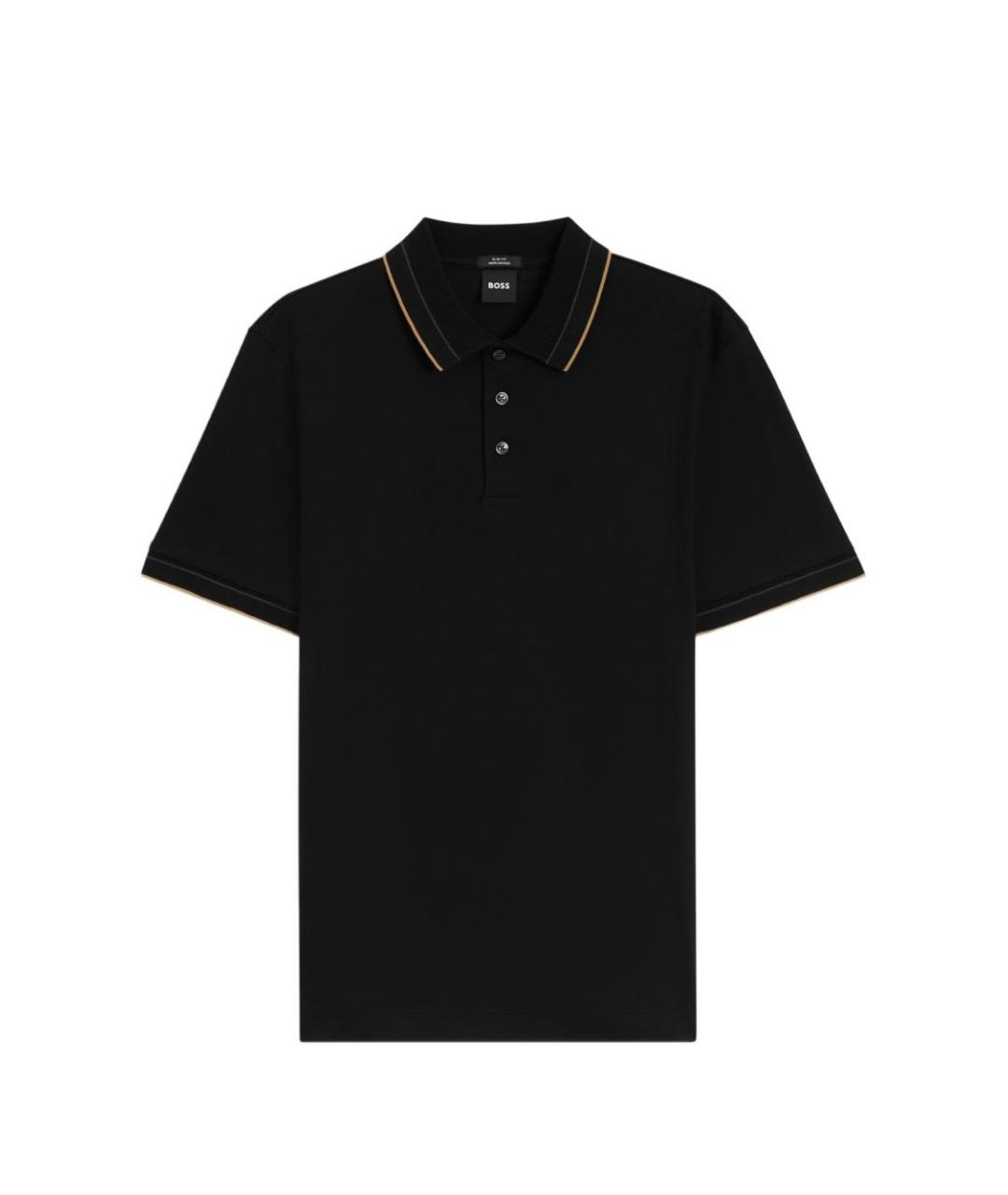 HUGO BOSS Черное хлопковое поло с коротким рукавом, фото 1