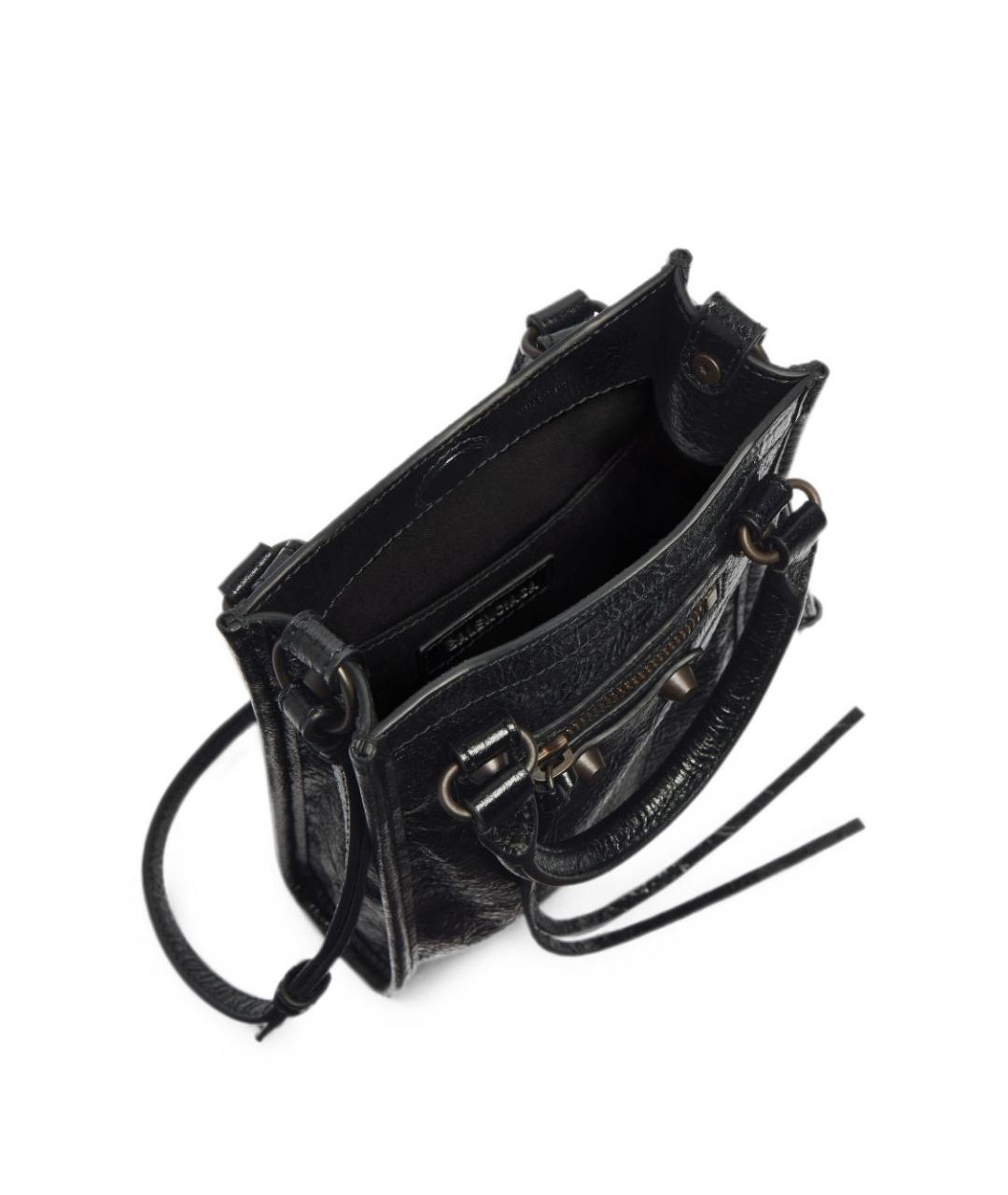 BALENCIAGA Черная кожаная сумка тоут, фото 5